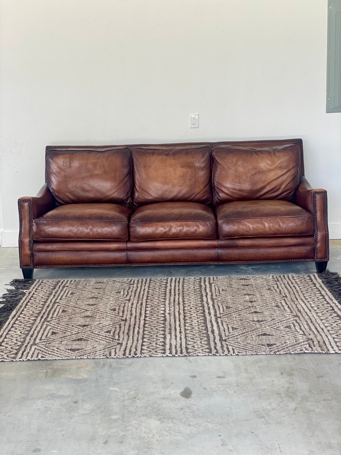 Eleanor Rigby Top Grain Leather Sofa w/Alligator trim Image #1 | Ivy Store