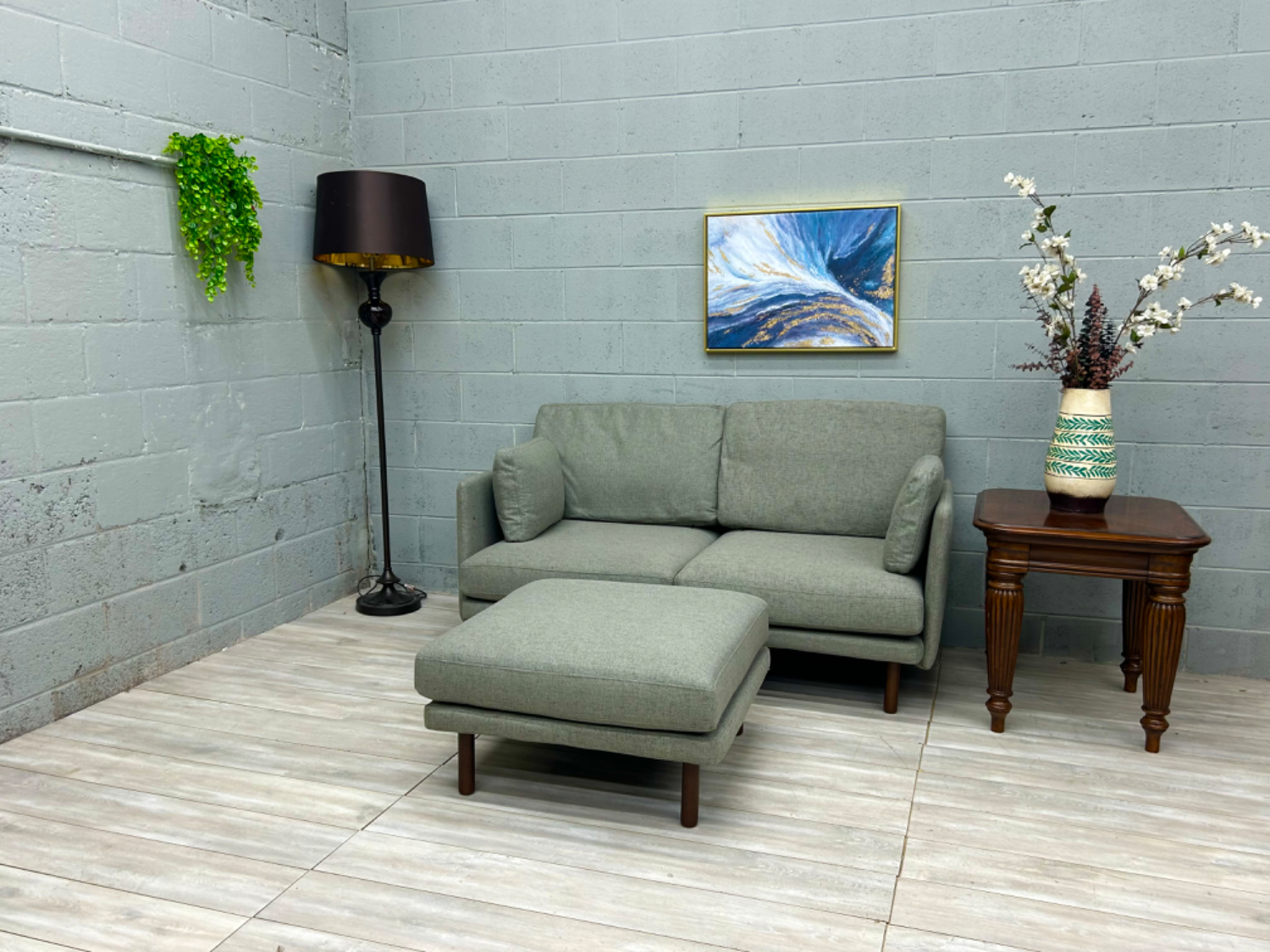 ( Free Delivery ) Burrow Field Green Sectional Couch with Ottoman image | Ivy Store