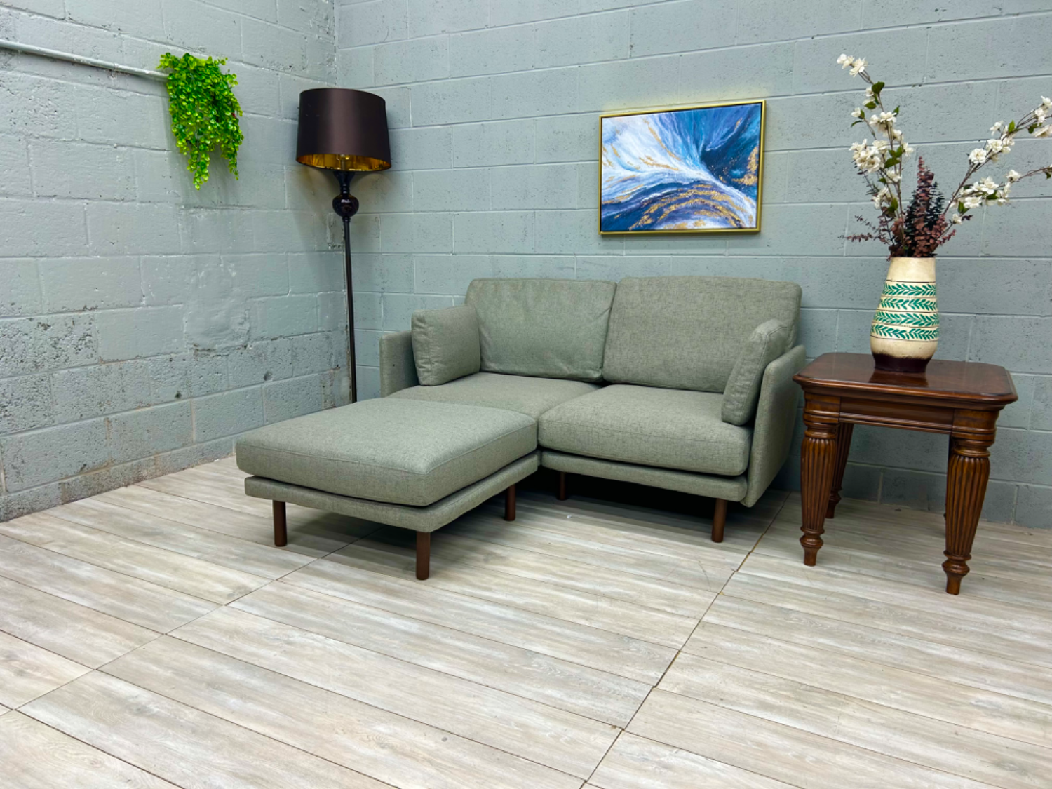 ( Free Delivery ) Burrow Field Green Sectional Couch with Ottoman Image #1 | Ivy Store