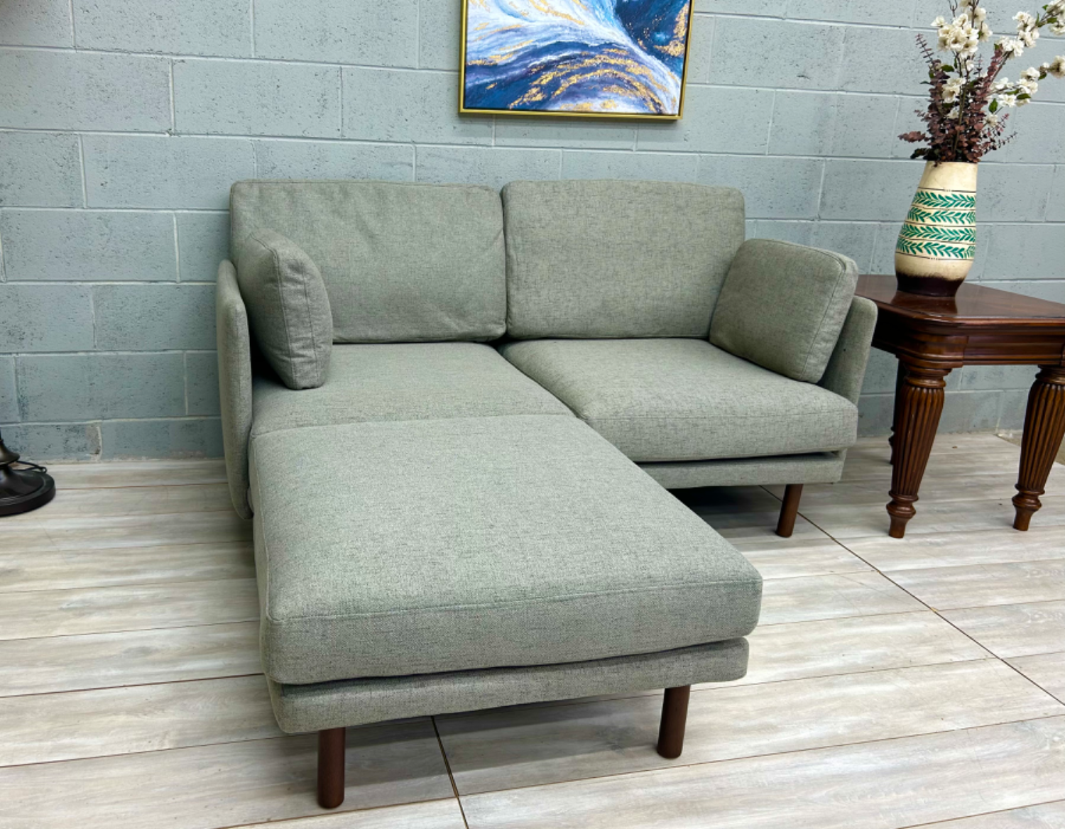 ( Free Delivery ) Burrow Field Green Sectional Couch with Ottoman image | Ivy Store
