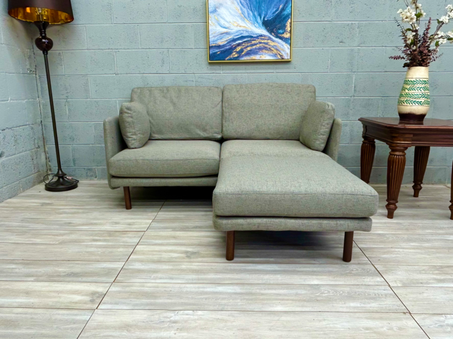 ( Free Delivery ) Burrow Field Green Sectional Couch with Ottoman image | Ivy Store