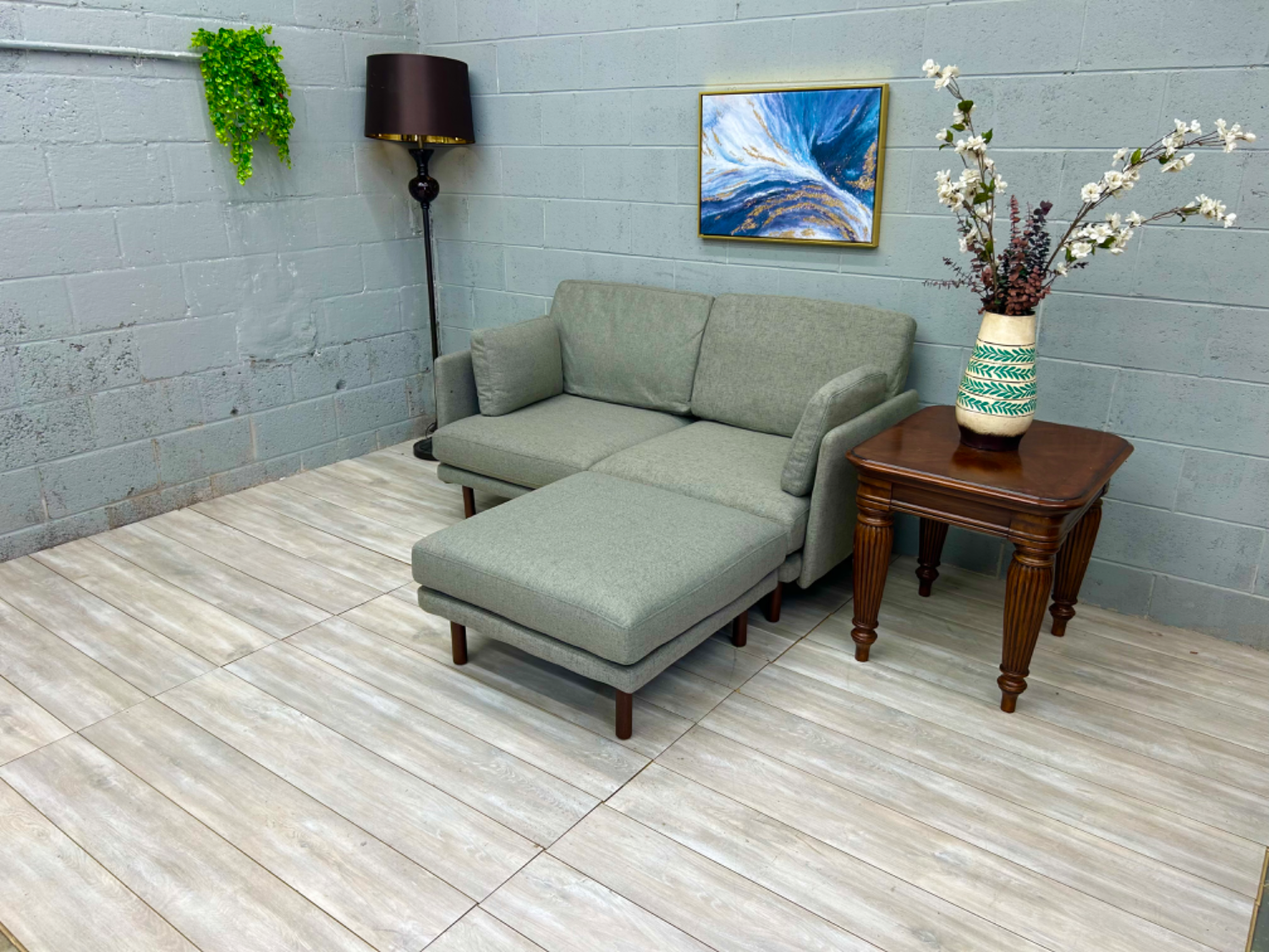 ( Free Delivery ) Burrow Field Green Sectional Couch with Ottoman image | Ivy Store