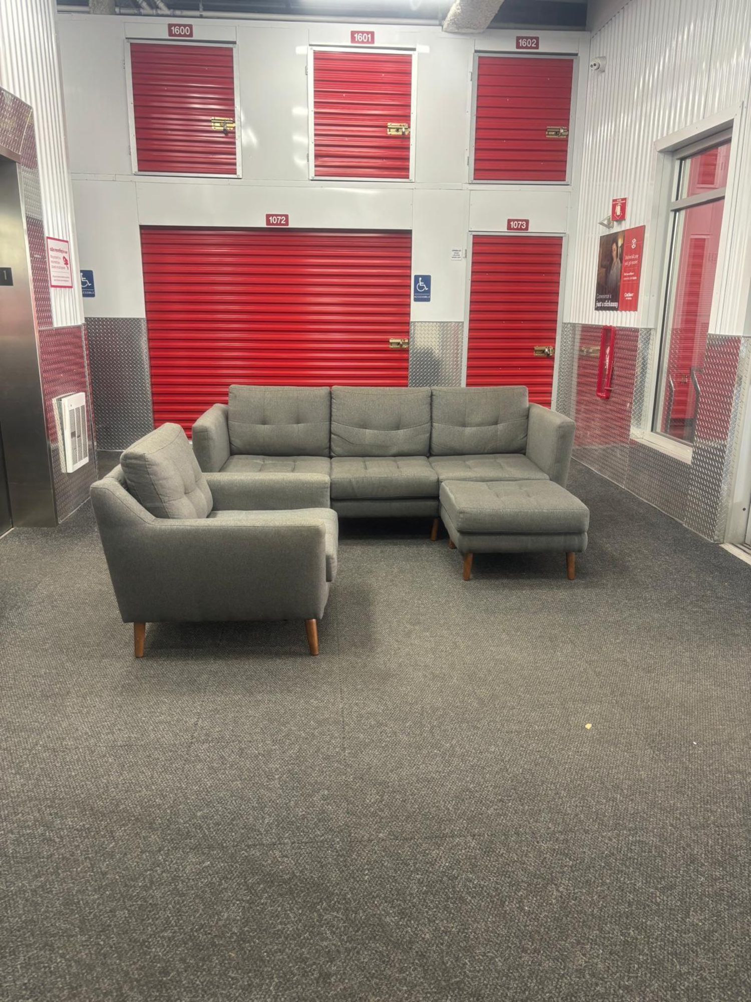 ( Free Delivery ) Burrow Nomad Dark Gray Sectional Couch with Chair image | Ivy Store