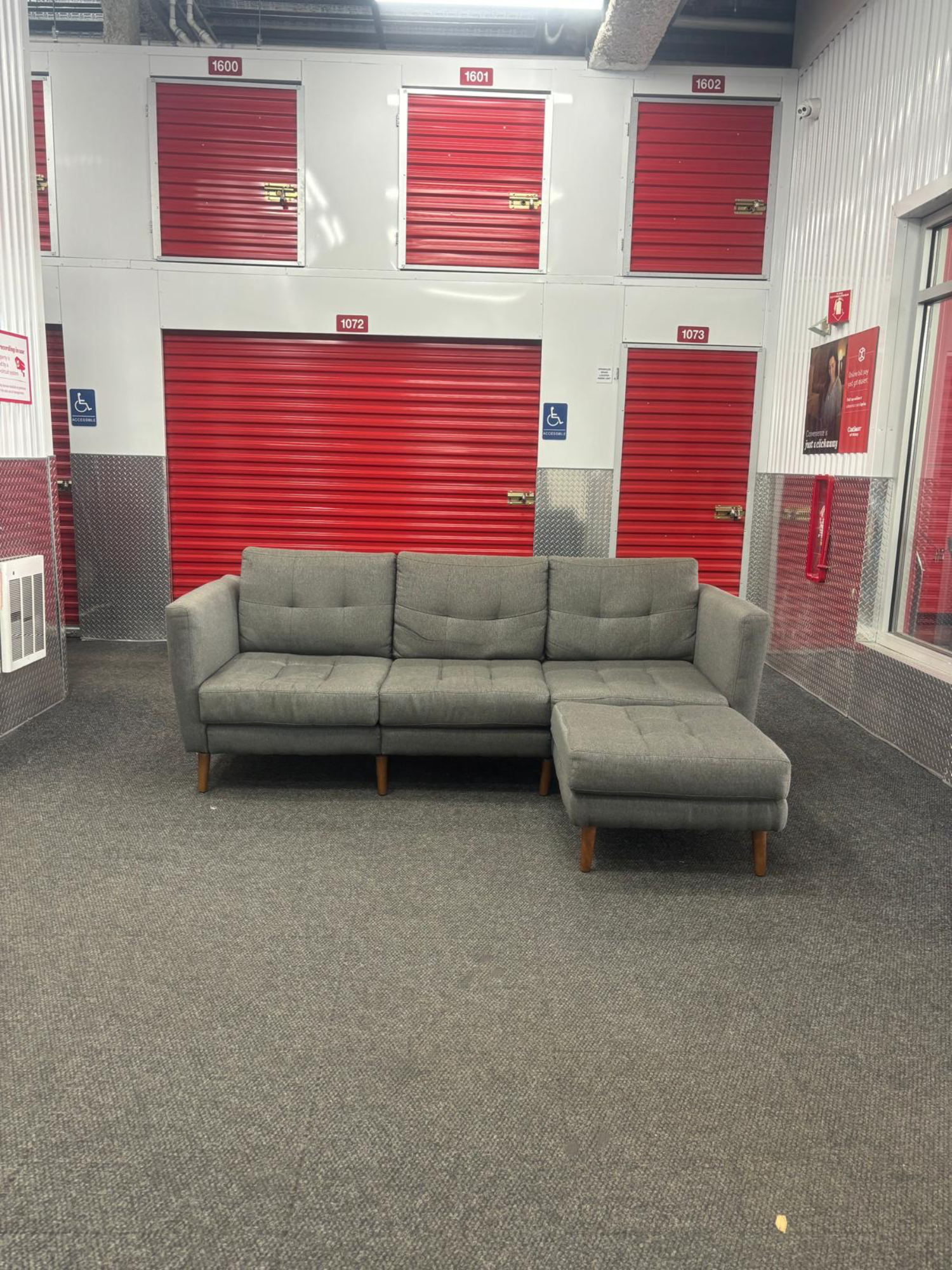 ( Free Delivery ) Burrow Nomad Dark Gray Sectional Couch with Chair image | Ivy Store