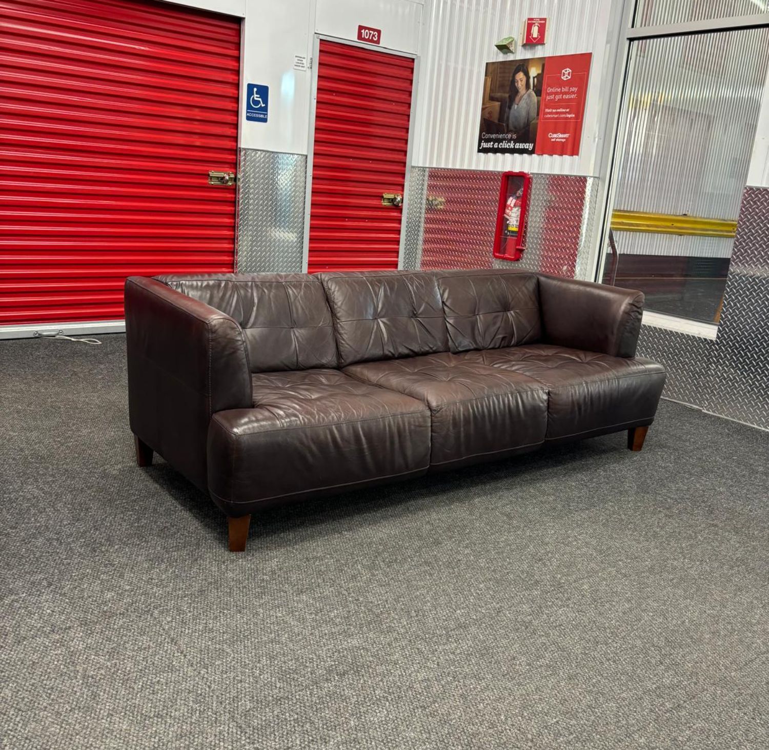  ( Free Delivery ) Macys Leather Dark Brown Couch image | Ivy Store