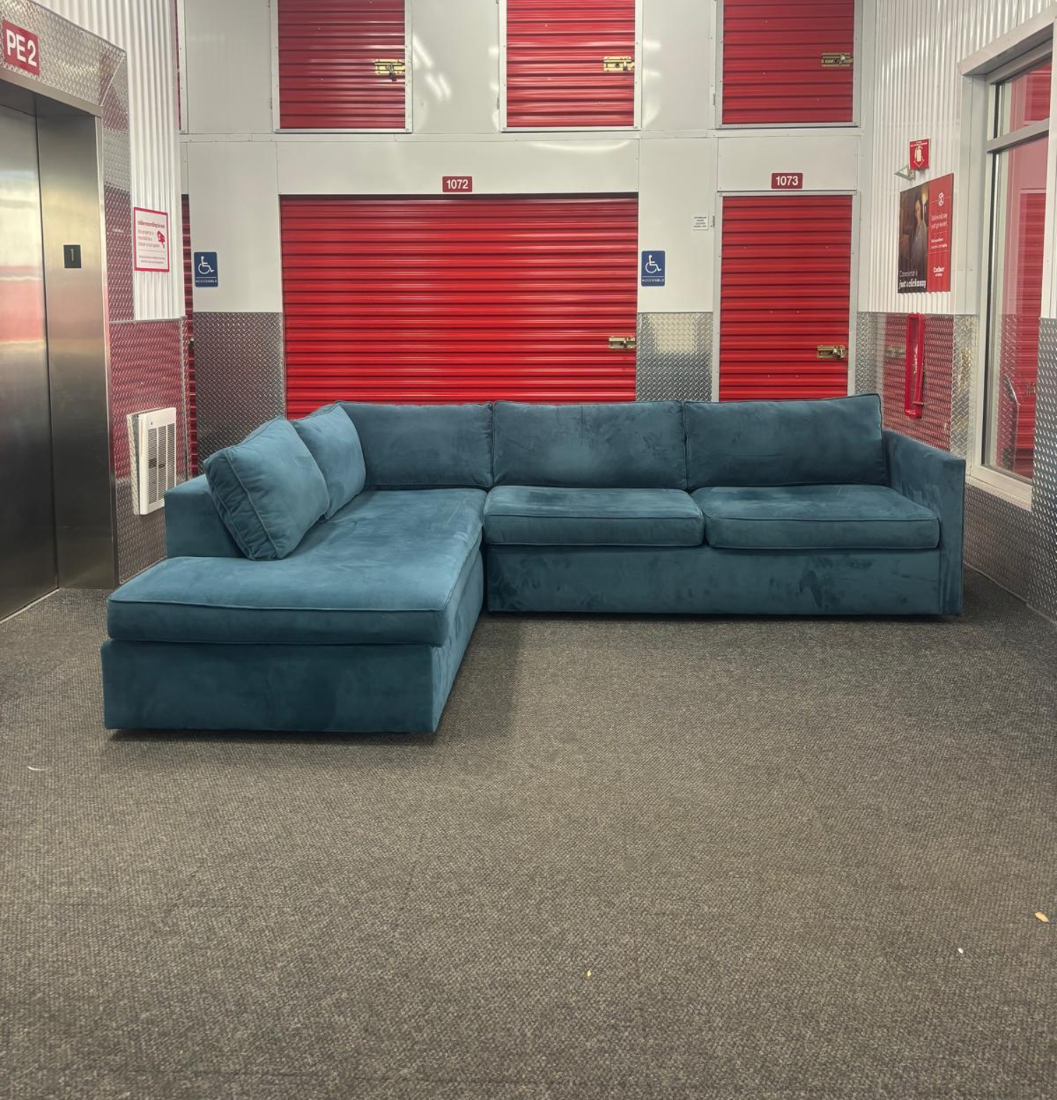( Free Delivery ) West Elm Harris Large Blue Sectional Couch Image #1 | Ivy Store