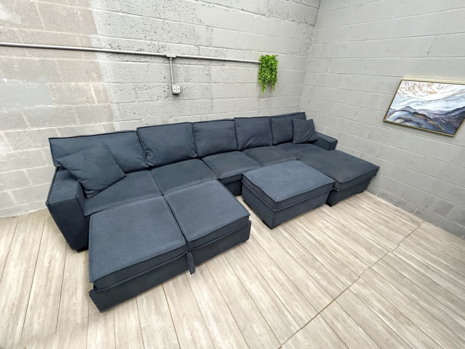 ( Free Delivery ) Bobs Playscape Dark Blue Sectional Couch Sleeper with Ottoman Storage image | Ivy Store