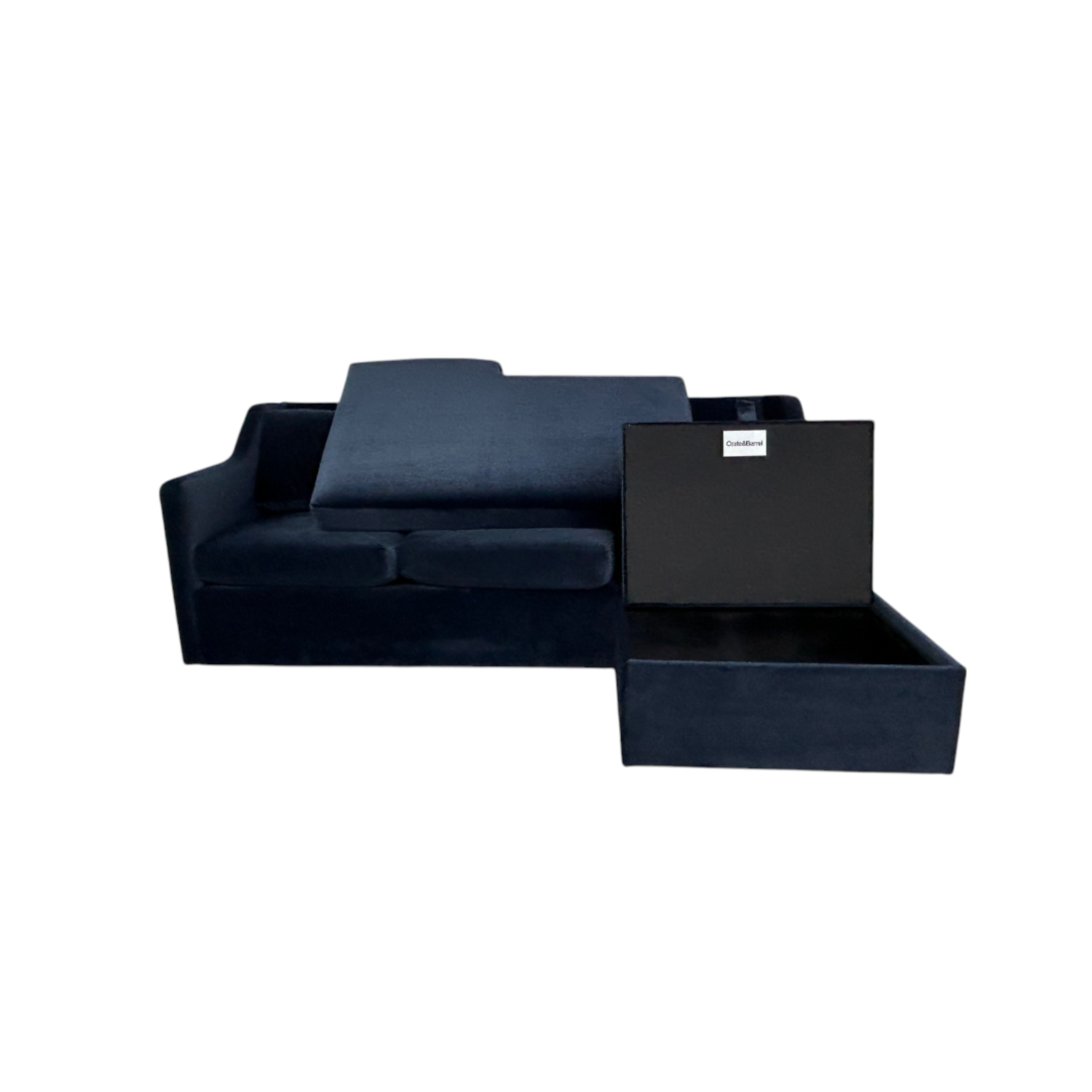 ( Free Delivery ) Crate & Barrel Notch Dark Blue Sectional Couch with Storage Ottoman Image #2 | Ivy Store