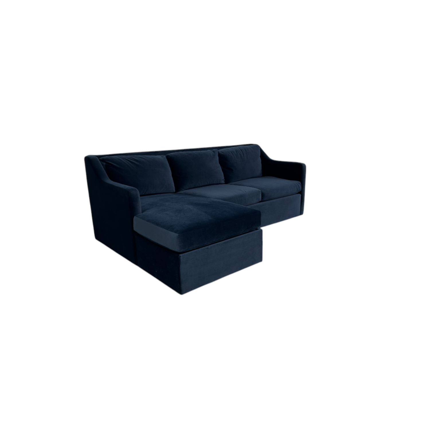 ( Free Delivery ) Crate & Barrel Notch Dark Blue Sectional Couch with Storage Ottoman Image #1 | Ivy Store