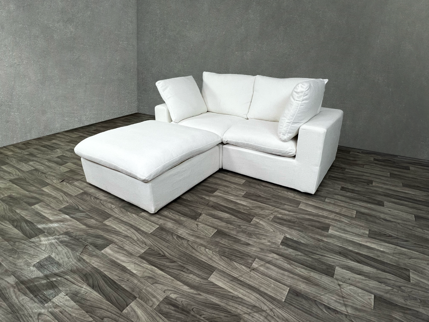 (Free Delivery) White Modular Cloud Sectional Couch with Storage Ottoman Image #1 | Ivy Store