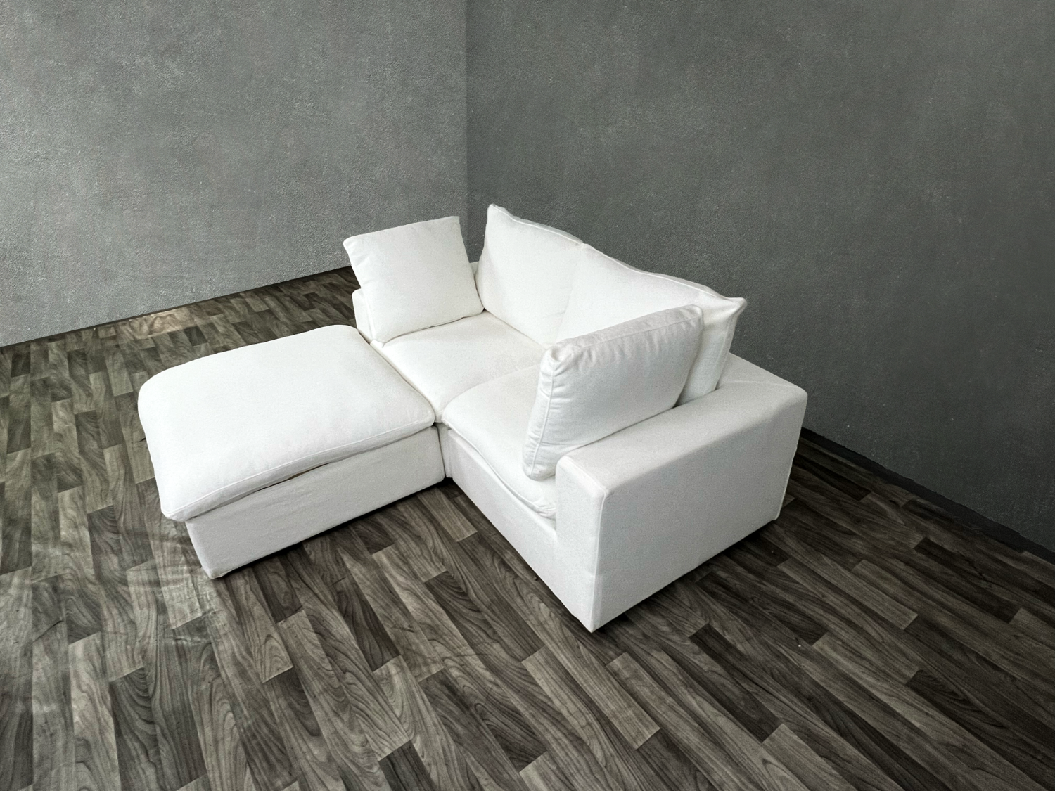 (Free Delivery) White Modular Cloud Sectional Couch with Storage Ottoman Image #2 | Ivy Store