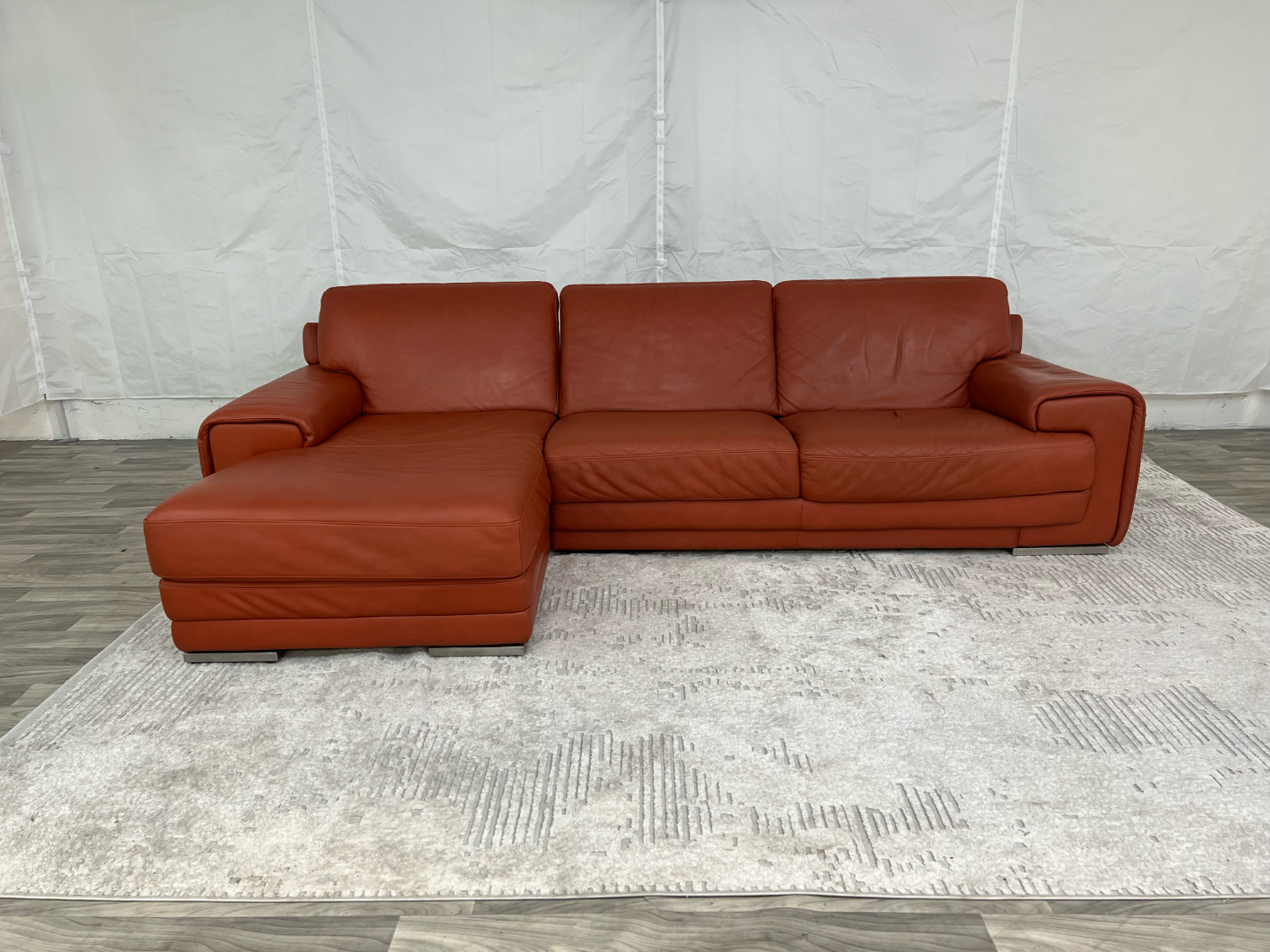 ( Delivery Available ) Natuzzi Leather Red Sectional Couch Image #1 | Ivy Store
