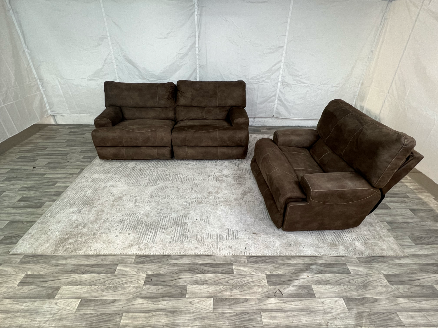 ( Delivery Available ) Dark Brown Couch set with Recliners Image #1 | Ivy Store