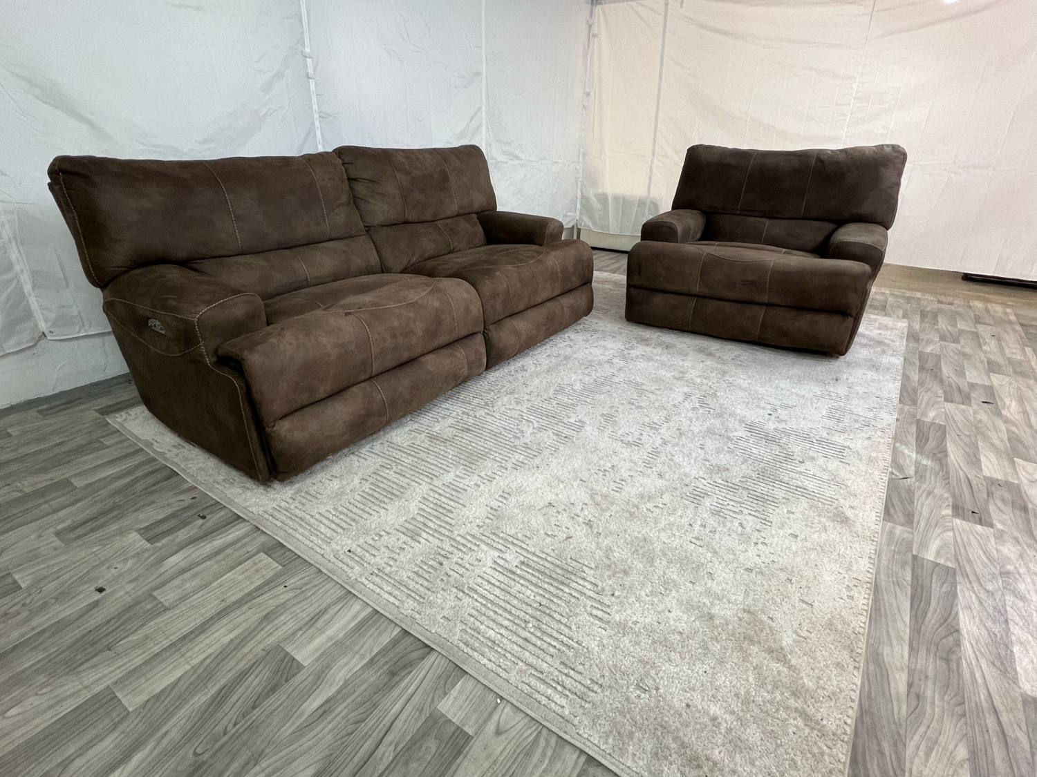 ( Delivery Available ) Dark Brown Couch set with Recliners Image #2 | Ivy Store