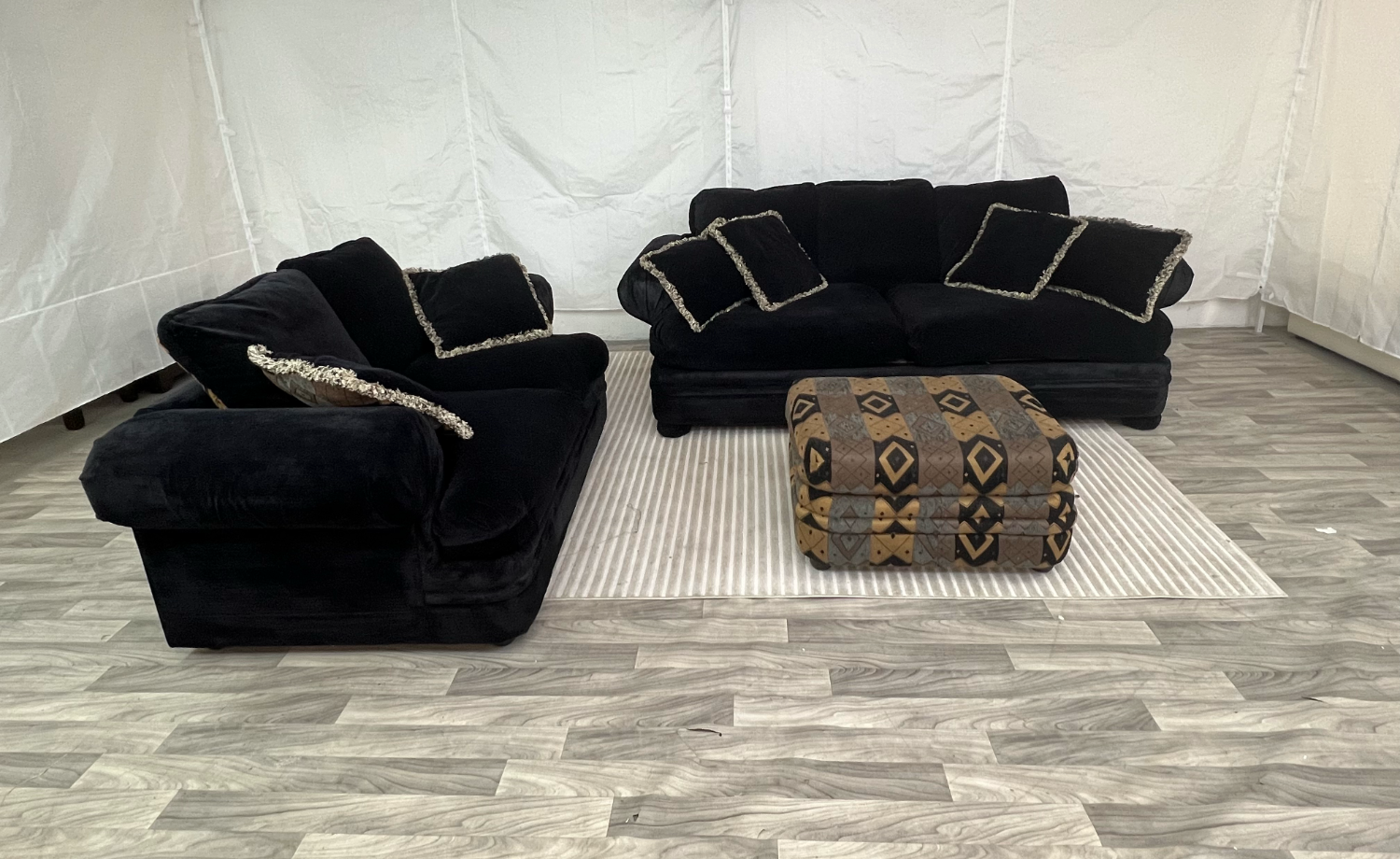 ( Delivery Available ) Sealy Black Couch Set with Ottoman Image #1 | Ivy Store