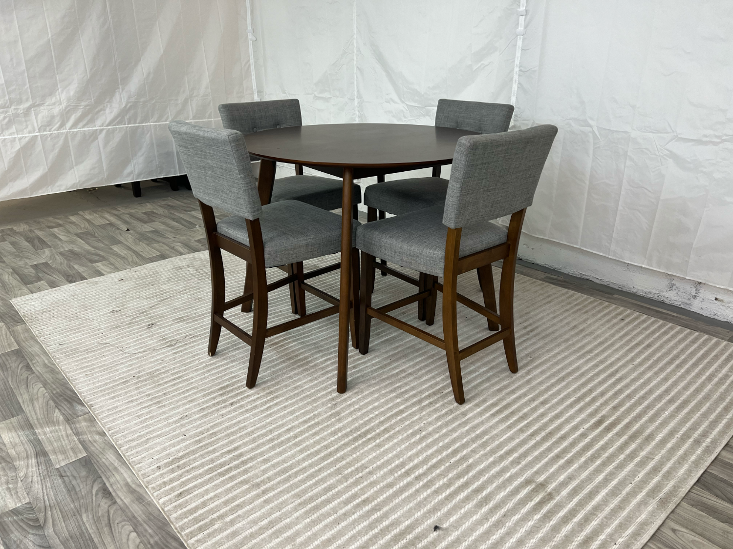 ( Delivery Available ) Circle Dark Brown Woden Table and Chairs Image #1 | Ivy Store