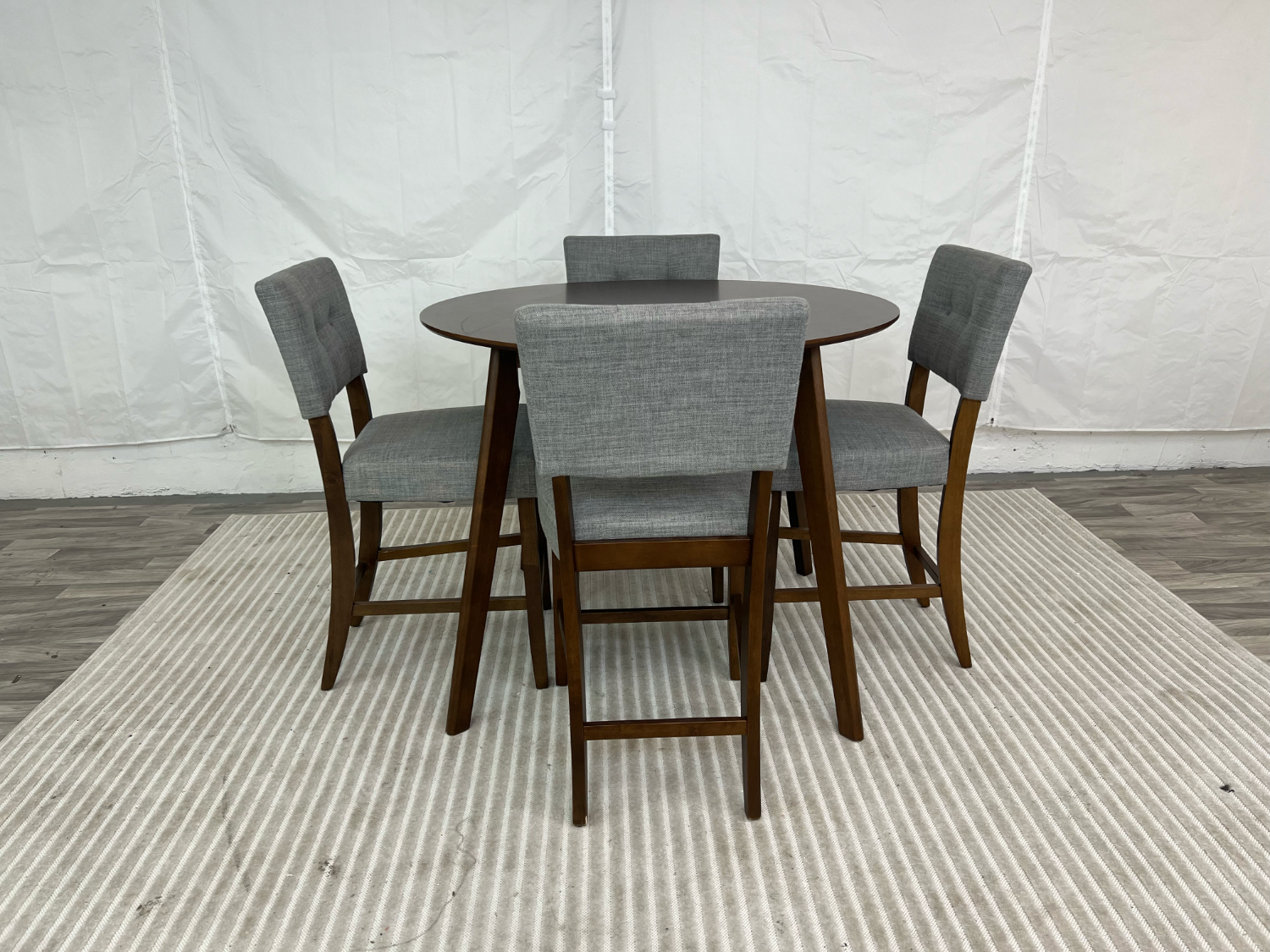 ( Delivery Available ) Circle Dark Brown Woden Table and Chairs Image #2 | Ivy Store