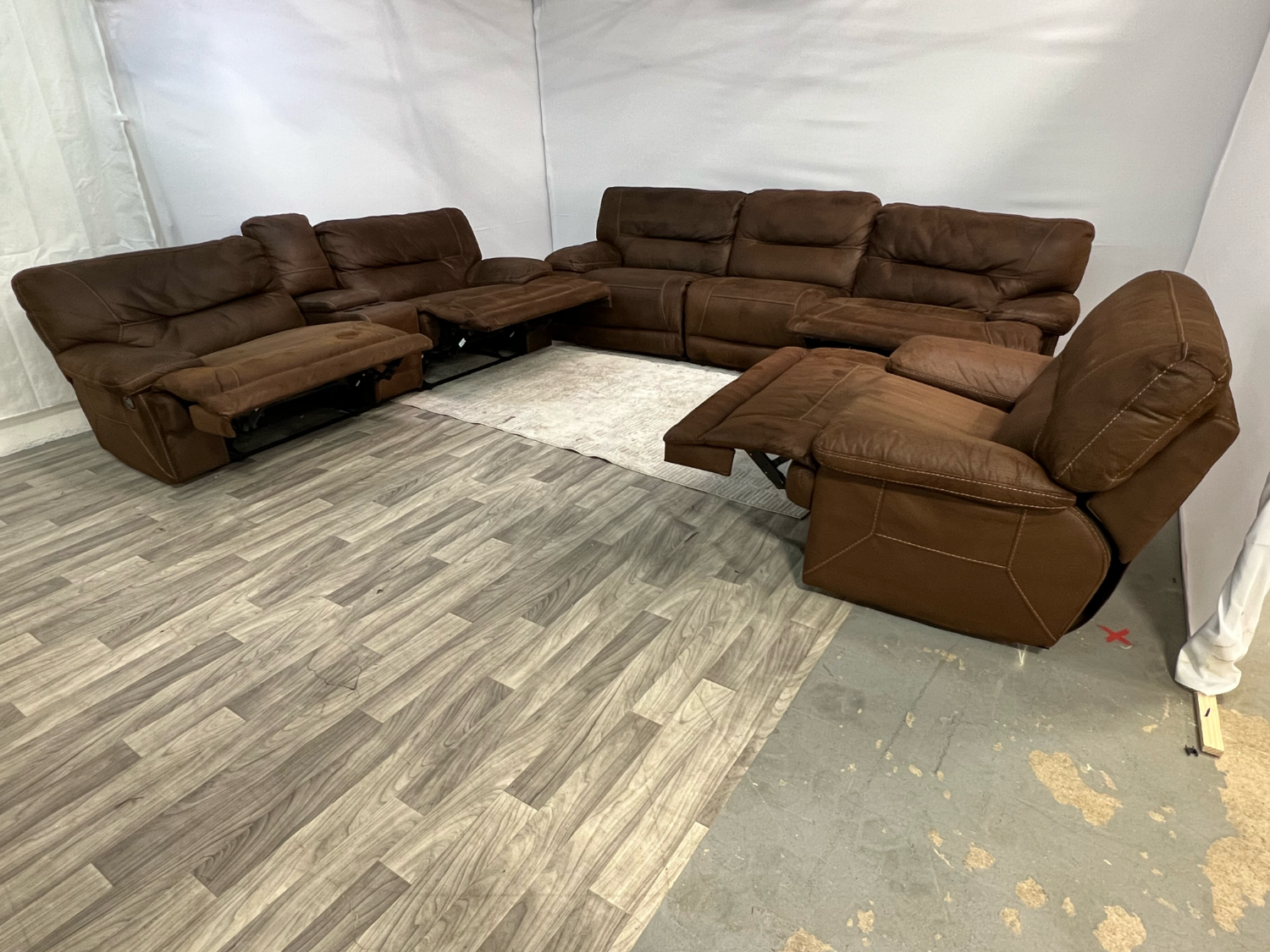 ( Delivery Available ) Dark Brown Leather Couch Recliner Set image | Ivy Store