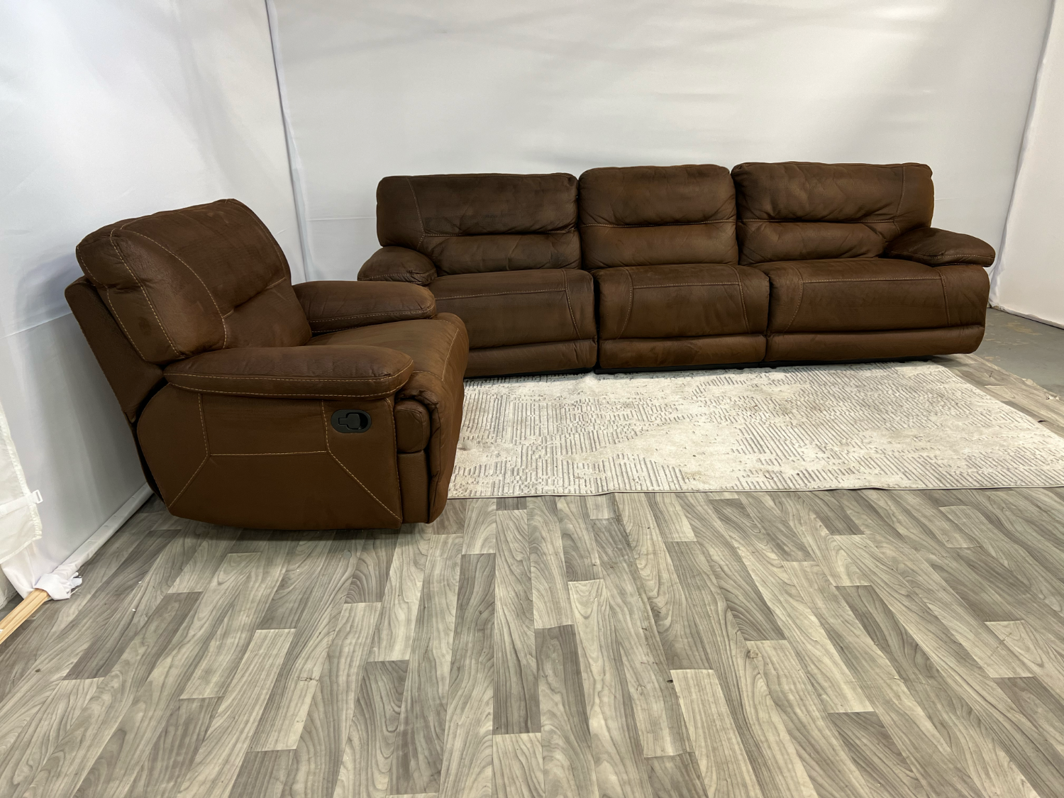 ( Delivery Available ) Dark Brown Leather Couch Recliner Set image | Ivy Store