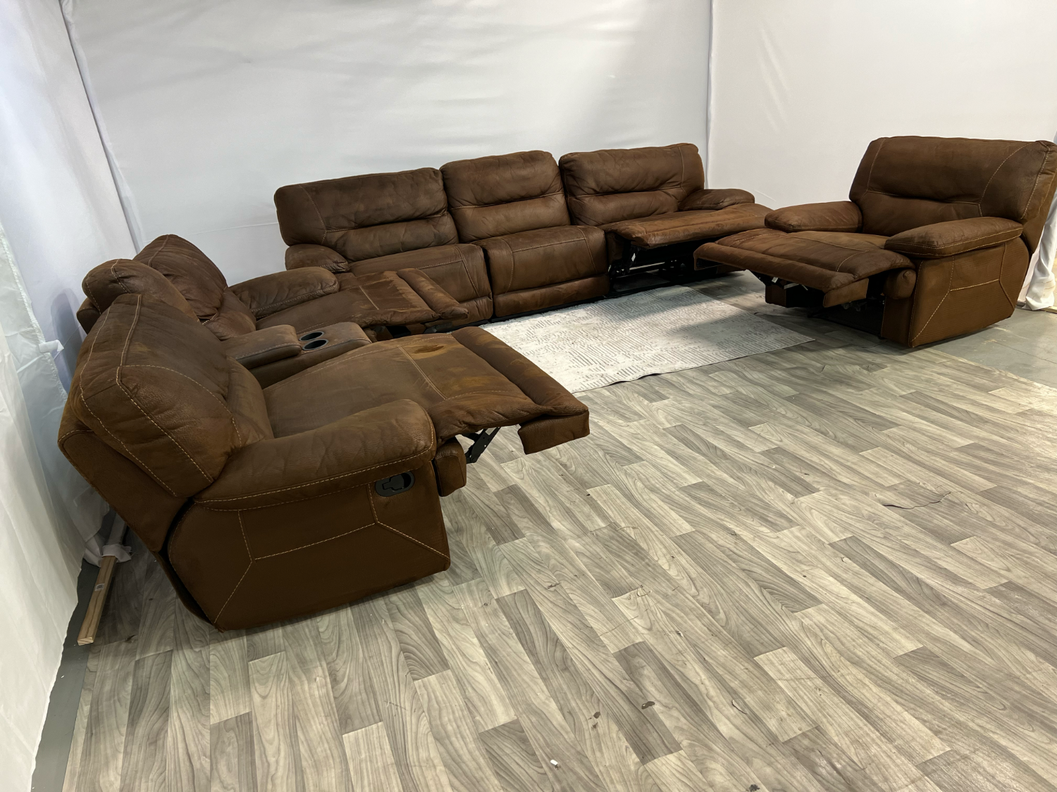 ( Delivery Available ) Dark Brown Leather Couch Recliner Set image | Ivy Store