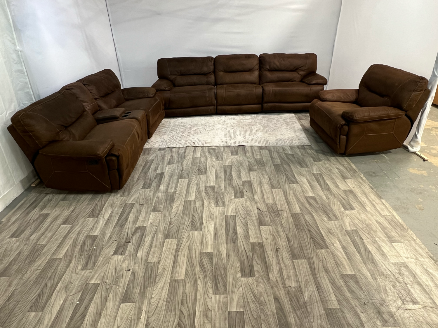 ( Delivery Available ) Dark Brown Leather Couch Recliner Set image | Ivy Store