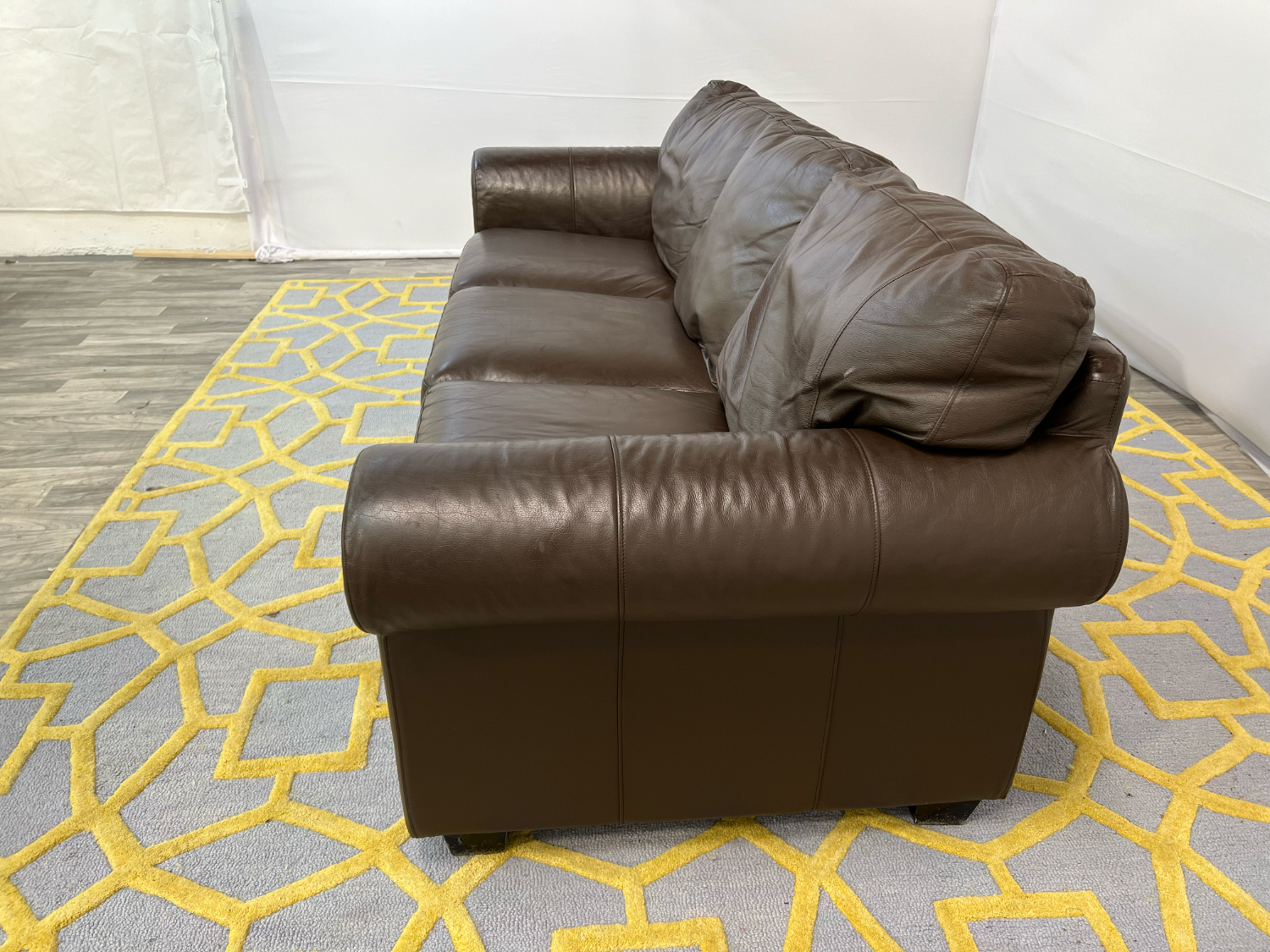 ( Delivery Available ) Ikea Leather Dark Brown Sofa image | Ivy Store