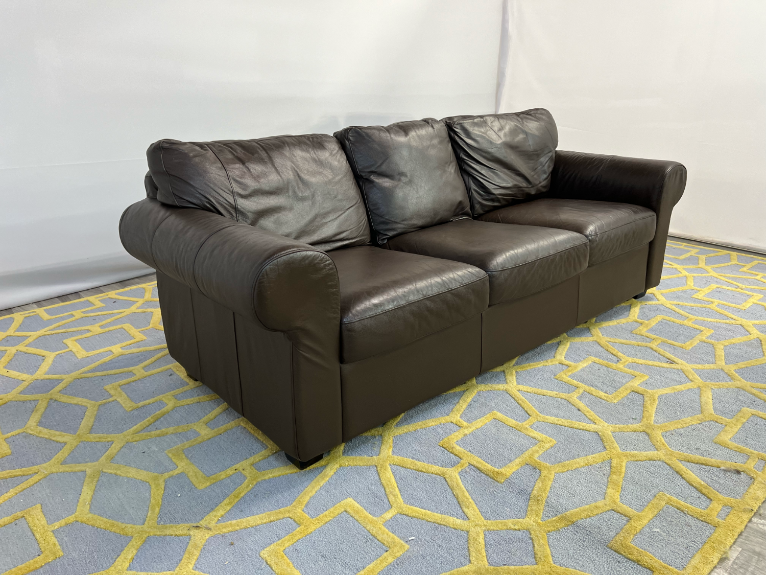 ( Delivery Available ) Ikea Leather Dark Brown Sofa image | Ivy Store