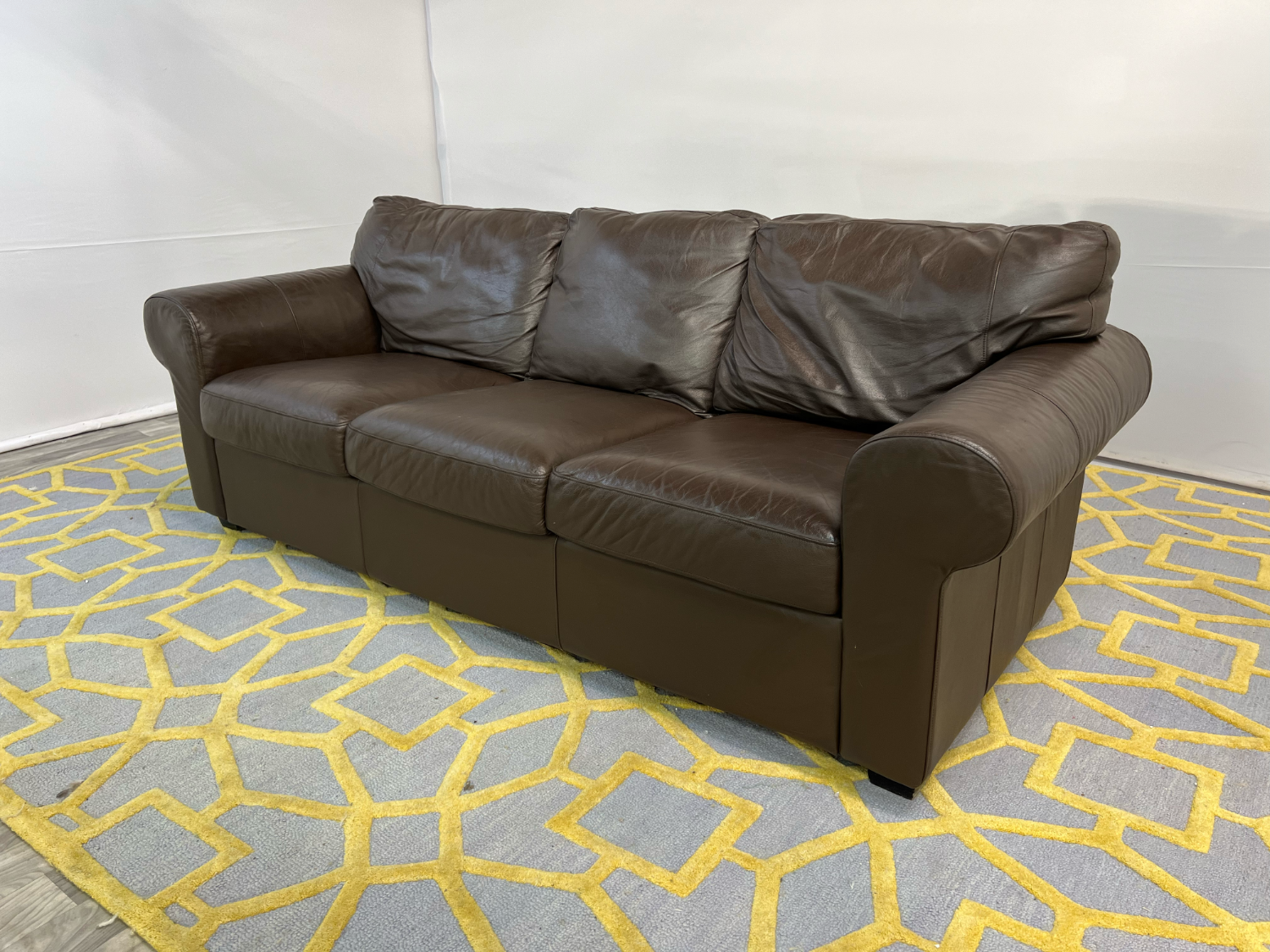 ( Delivery Available ) Ikea Leather Dark Brown Sofa image | Ivy Store
