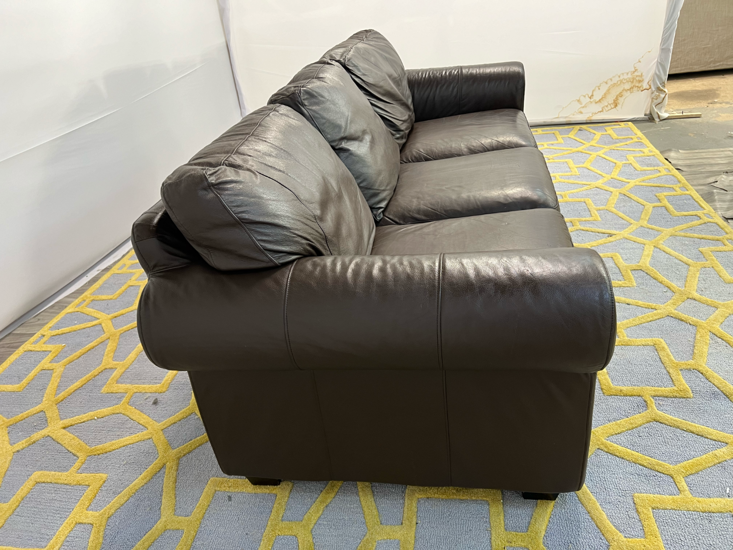 ( Delivery Available ) Ikea Leather Dark Brown Sofa image | Ivy Store