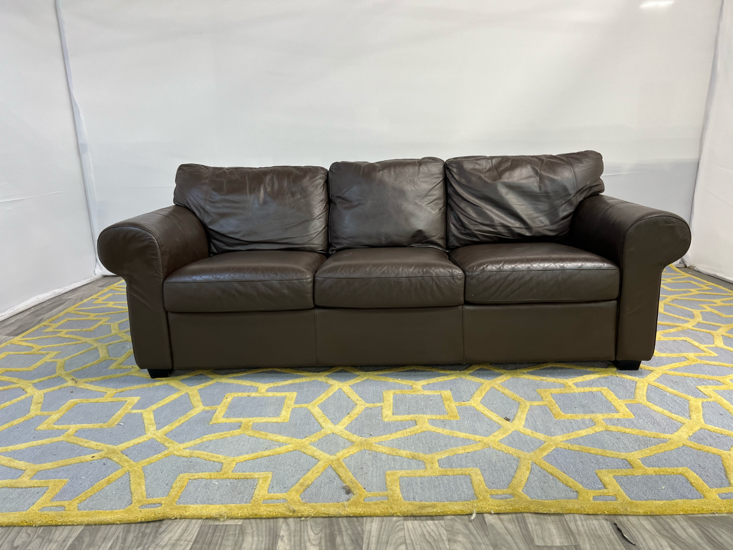 ( Delivery Available ) Ikea Leather Dark Brown Sofa image | Ivy Store