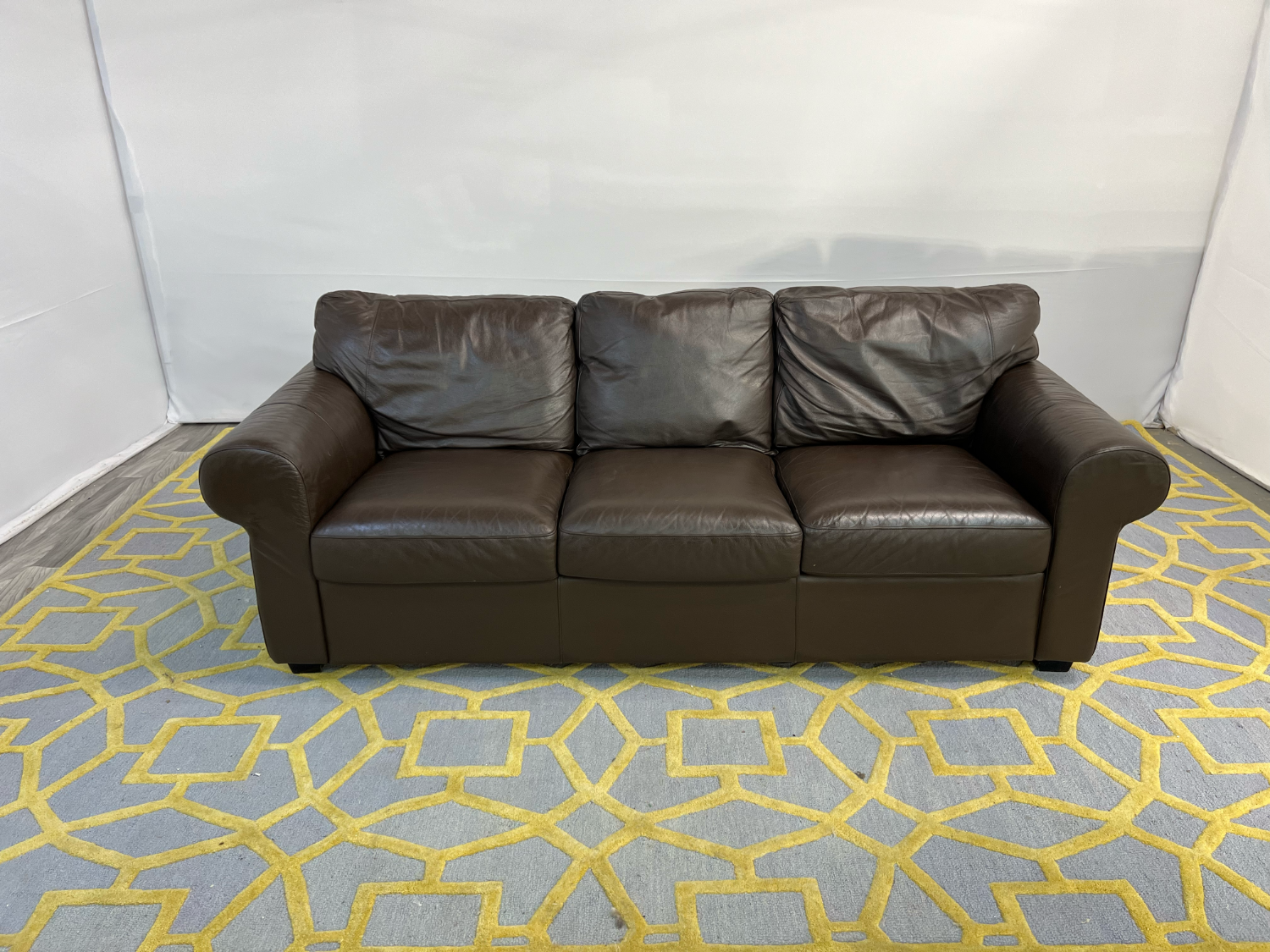 ( Delivery Available ) Ikea Leather Dark Brown Sofa image | Ivy Store