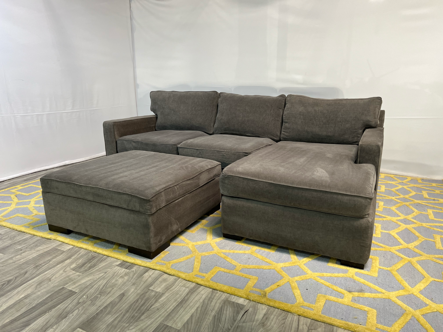 ( Delivery Available ) Macys Radley Dark Gray Sectional Couch with Storage Ottoman Image #2 | Ivy Store