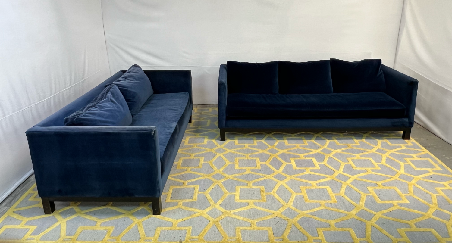 ( Delivery Available ) Abc Carpet & Home Velvet Blue Sofa Set Image #1 | Ivy Store