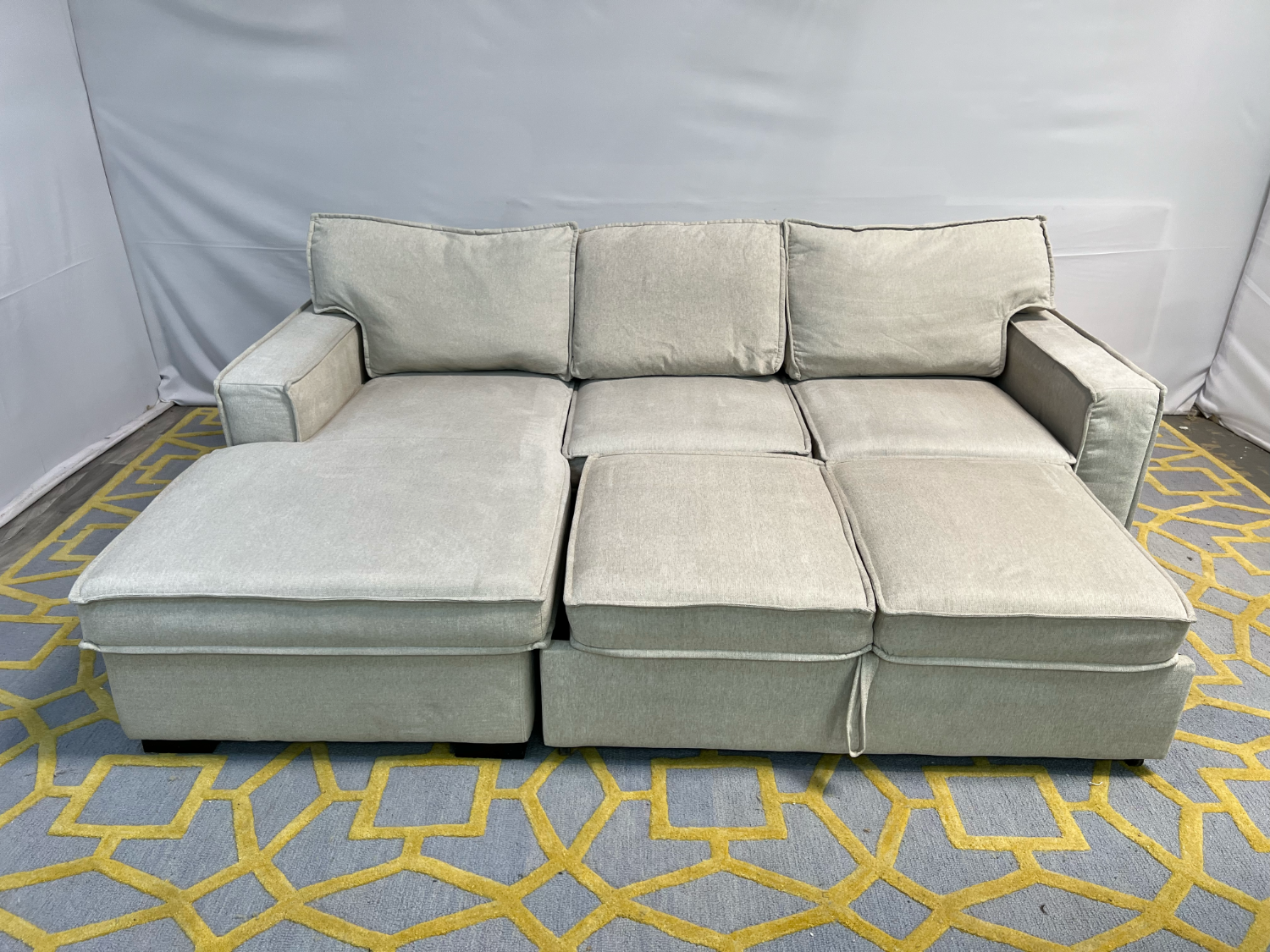 ( Delivery Available ) Bobs Playscape Light Gray Sectional Couch Sleeper and Storage image | Ivy Store