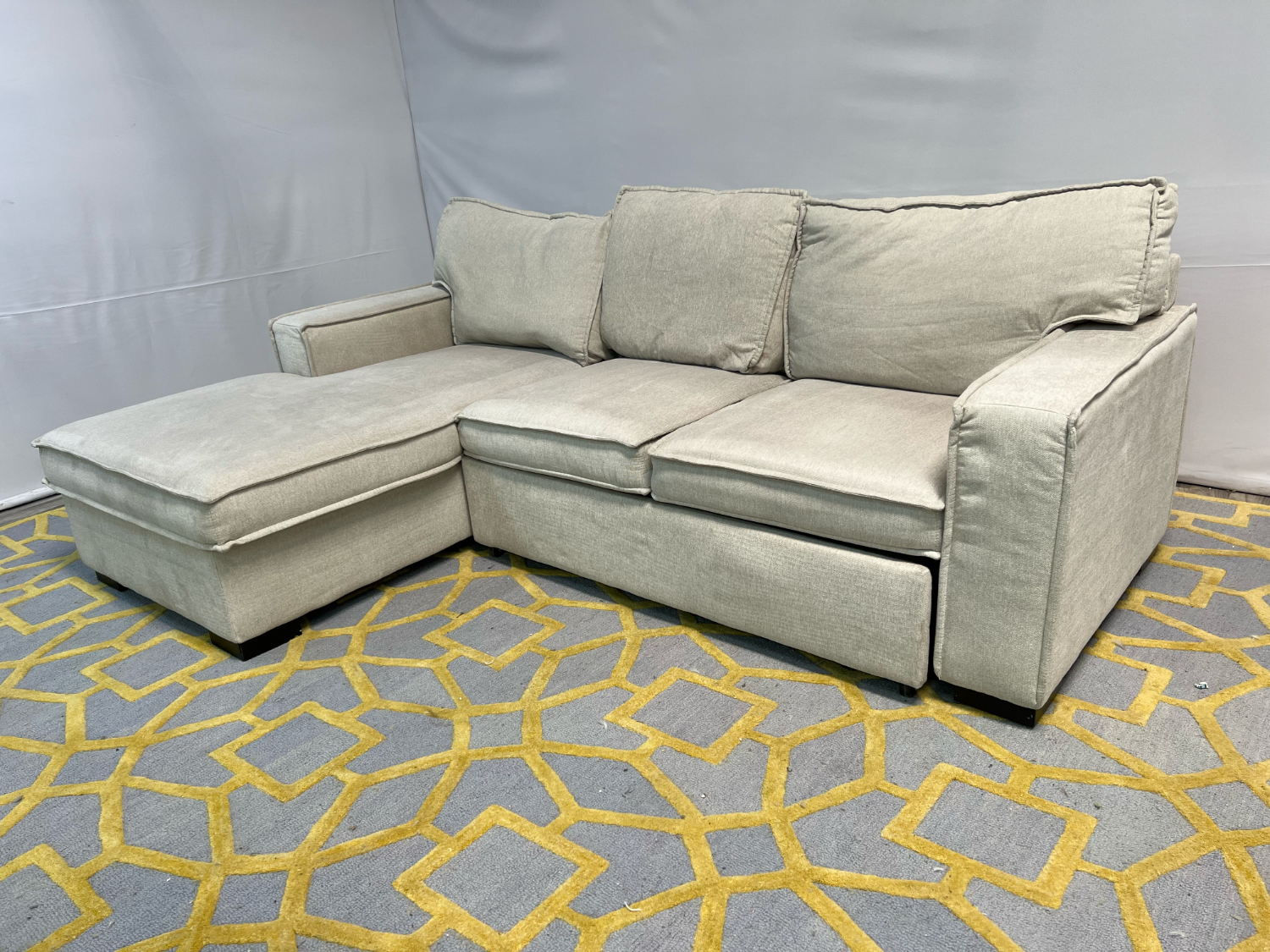 ( Delivery Available ) Bobs Playscape Light Gray Sectional Couch Sleeper and Storage Image #2 | Ivy Store