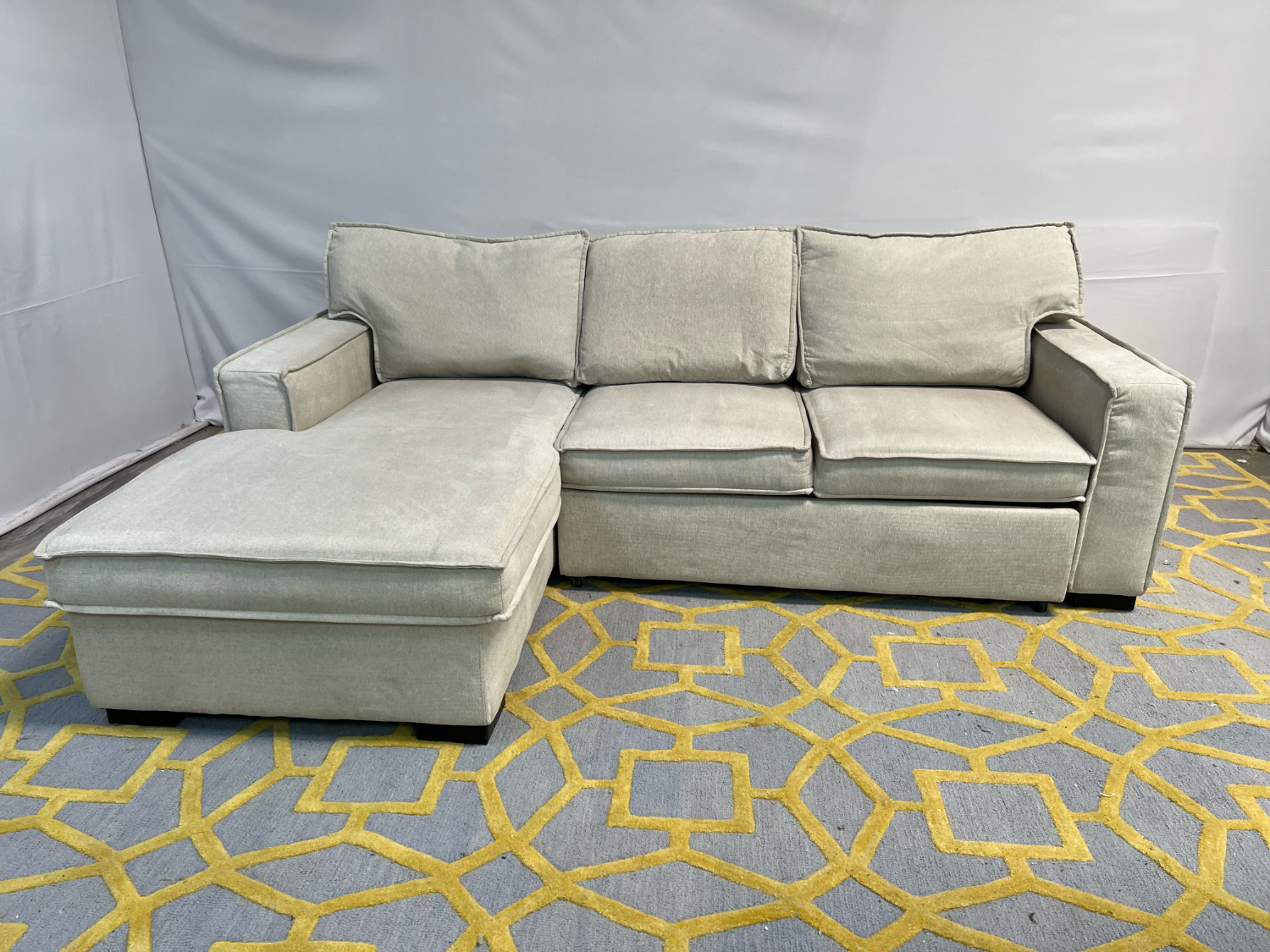( Delivery Available ) Bobs Playscape Light Gray Sectional Couch Sleeper and Storage image | Ivy Store