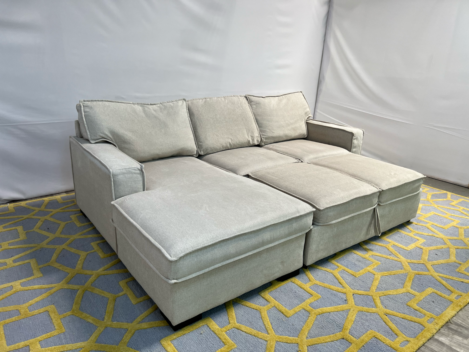 ( Delivery Available ) Bobs Playscape Light Gray Sectional Couch Sleeper and Storage image | Ivy Store