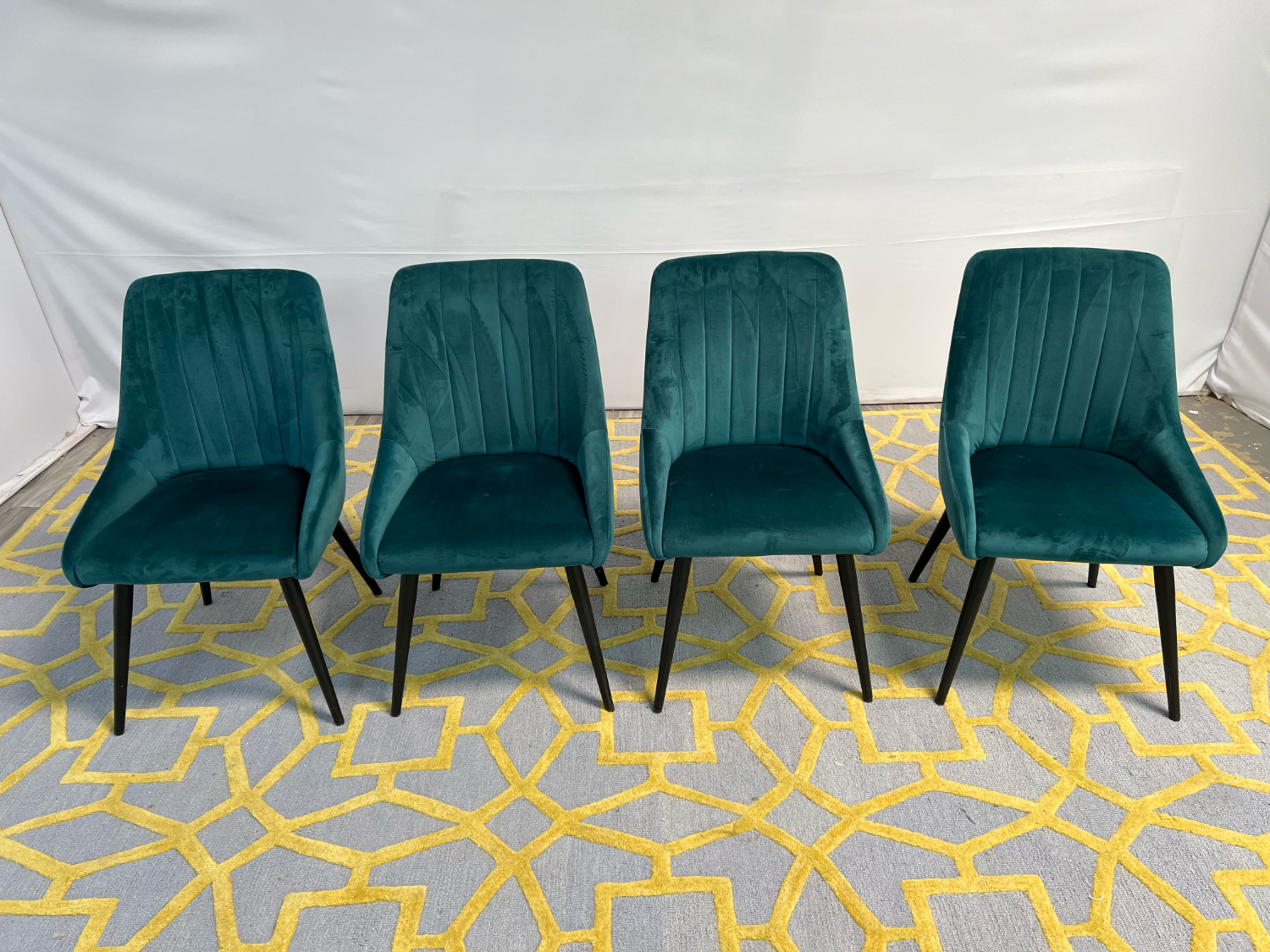 ( Delivery Available ) Velvet Teal Dining Chair Set Image #2 | Ivy Store