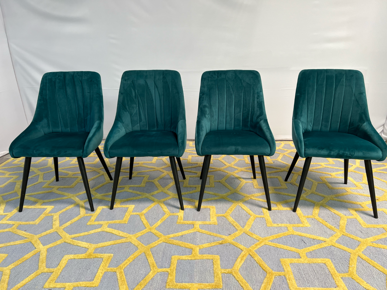 ( Delivery Available ) Velvet Teal Dining Chair Set Image #1 | Ivy Store