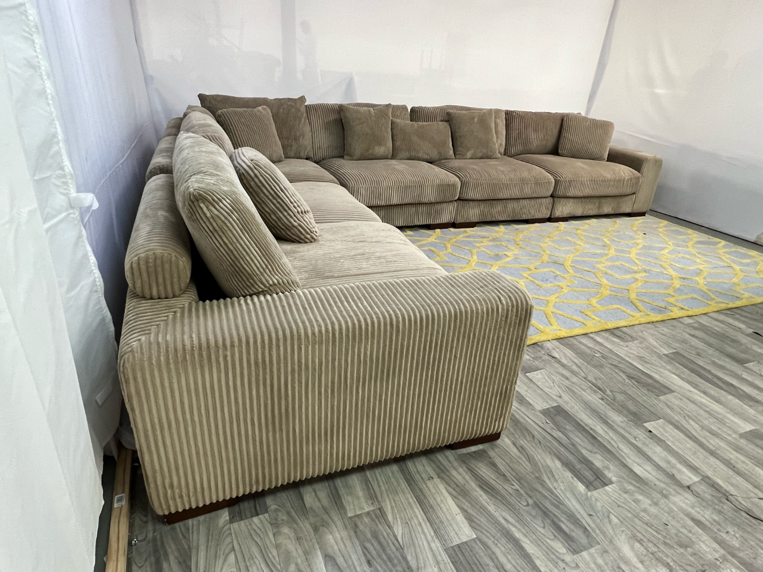 ( Delivery Available ) Large Modular Corduroy Beige Sectional Couch Image #2 | Ivy Store