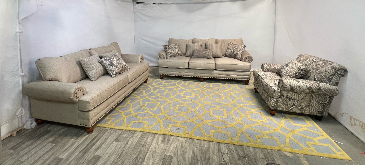( Delivery Available ) Freda Light Beige Sofa Set and Chair Image #2 | Ivy Store