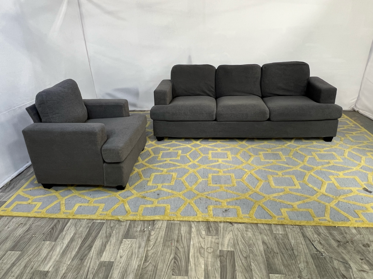 ( Delivery Available ) Living Spaces Dark Gray Sofa Set Image #1 | Ivy Store