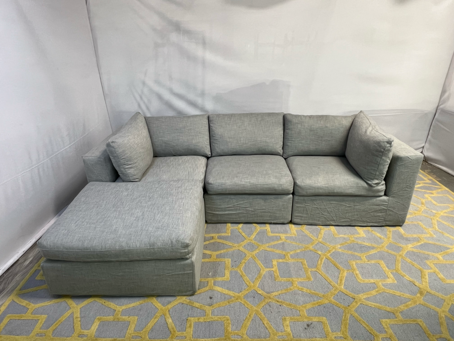 ( Delivery Available ) Pottery Barn Air Modular Gray Sectional Couch with Ottoman image | Ivy Store