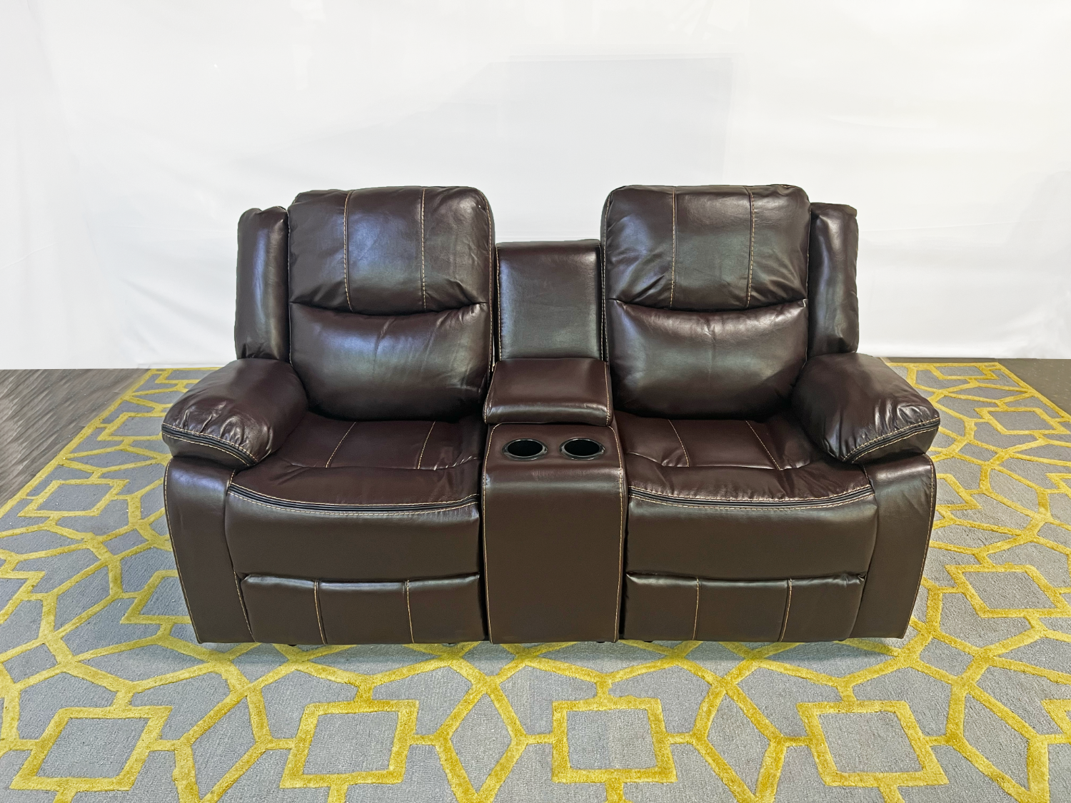 ( Delivery Available ) Latitude Run Breathable Leather Manual Reclining Loveseat Sofa Image #1 | Ivy Store
