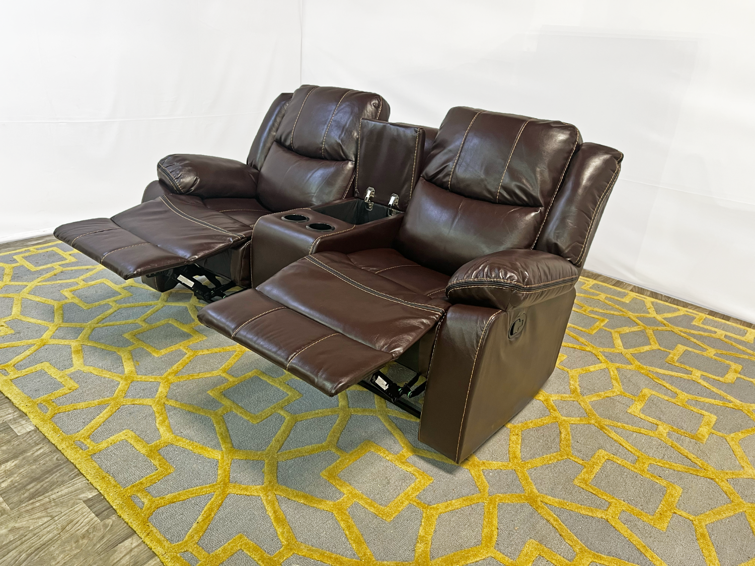 ( Delivery Available ) Latitude Run Breathable Leather Manual Reclining Loveseat Sofa Image #2 | Ivy Store