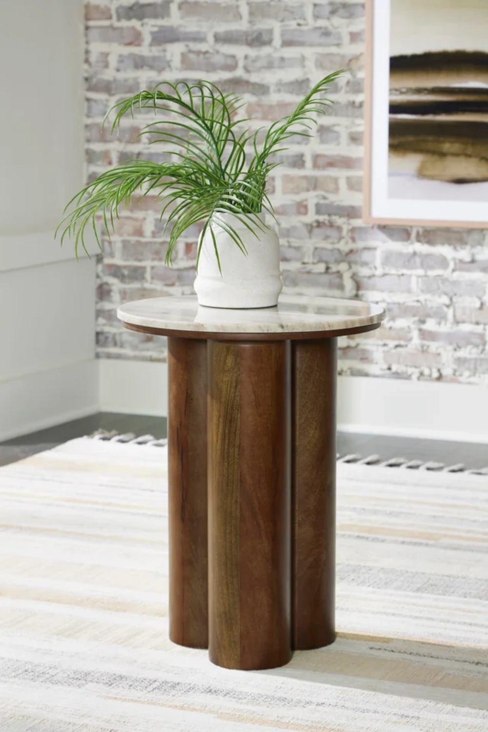 Sculpted Harmony Marble-Top Accent Table Image #1 | Ivy Store