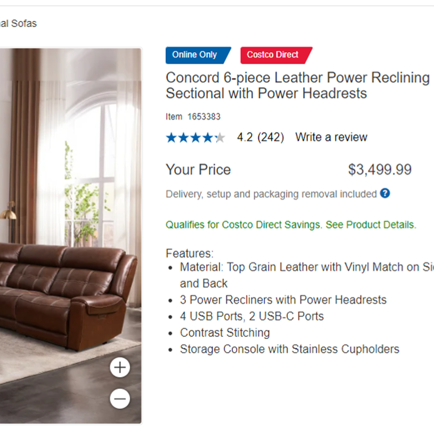 New Concord Brown 6-piece Leather Power Reclining Sectional with Power Headrests - Free Local Delivery 🚚 Image #2 | Ivy Store
