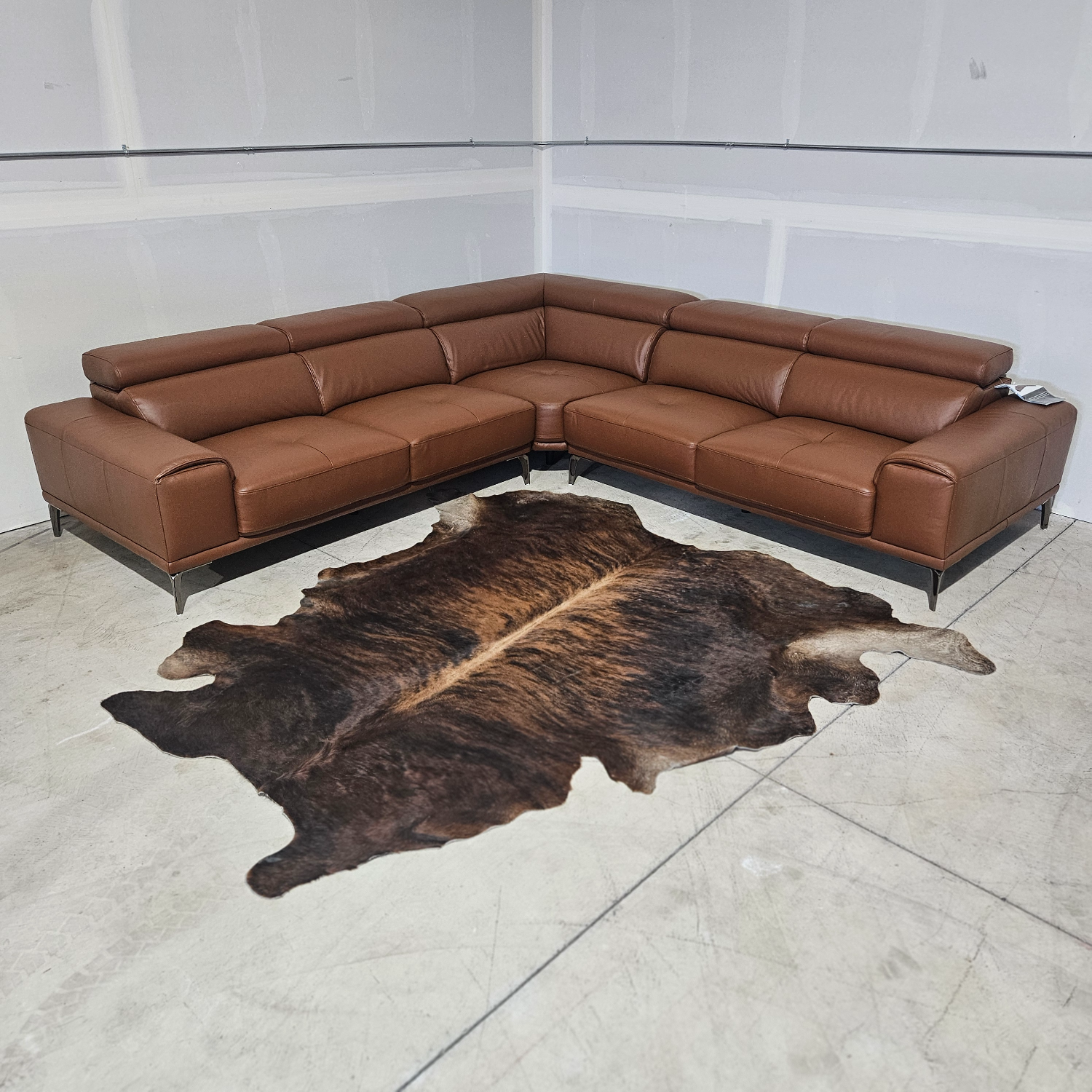 Abbyson Quinton Top Grain Leather Sectional with Adjustable Headrests - Free Local Delivery 🚚 Image #1 | Ivy Store
