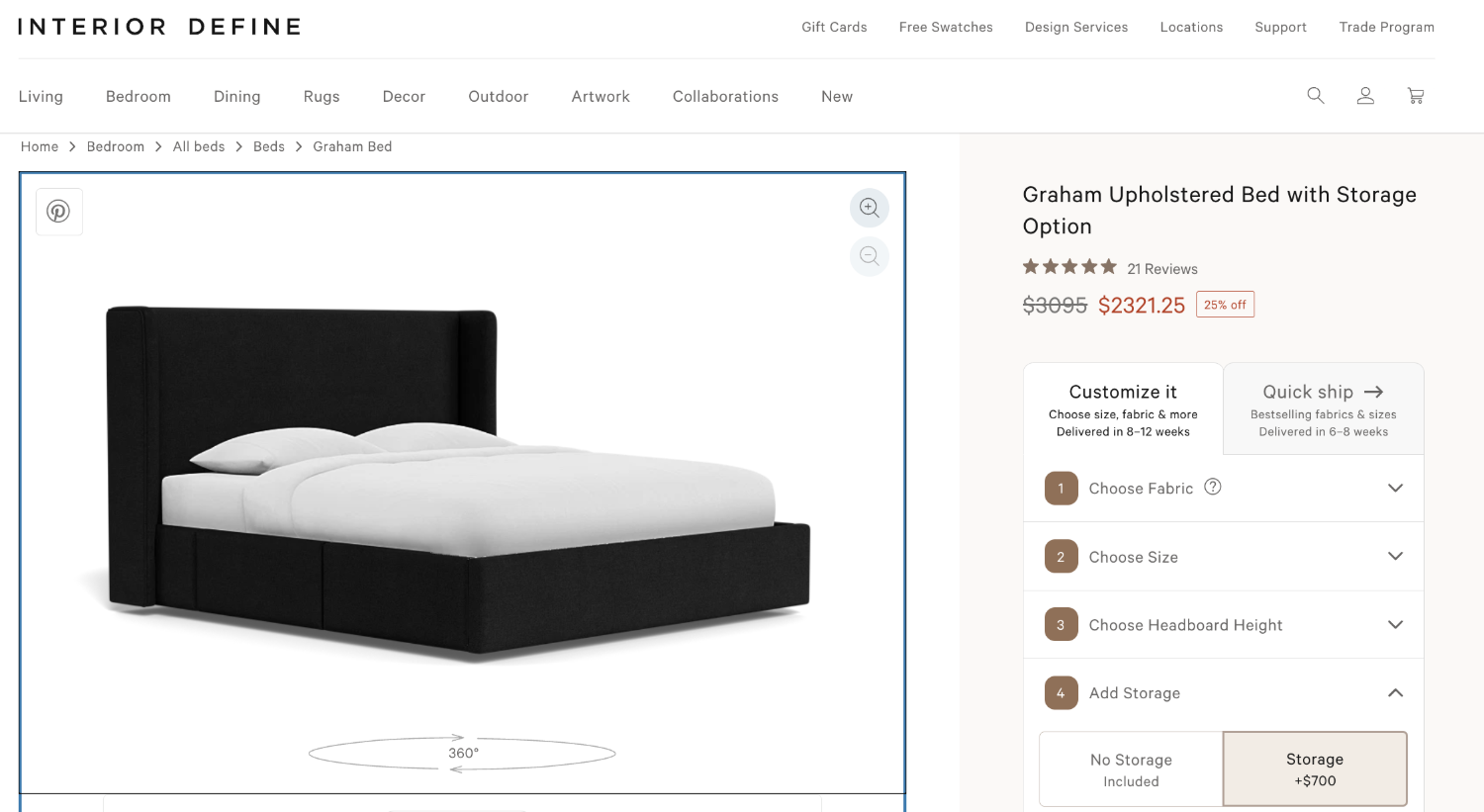 Graham Upholstered King Bed with Storage - Delivery Available image | Ivy Store