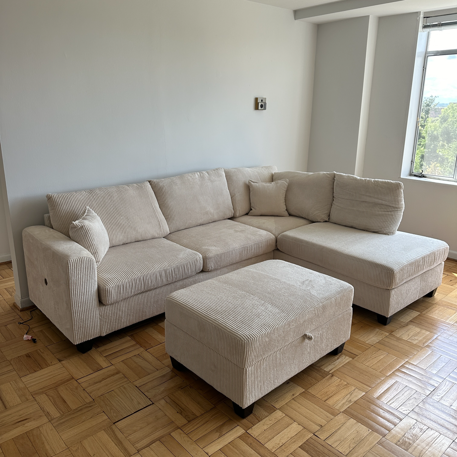 NEW! Corduroy 2-Piece Sectional With Ottoman Image #2 | Ivy Store